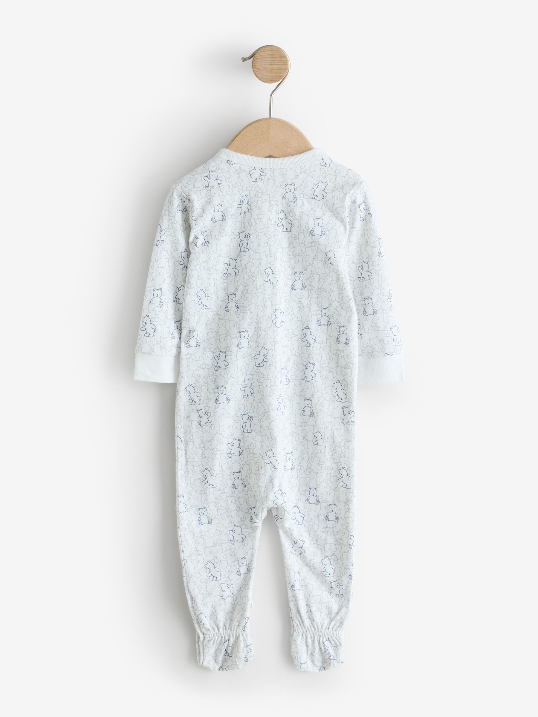 Grey and White 3 Pack Baby Sleepsuit - Image 3 of 8