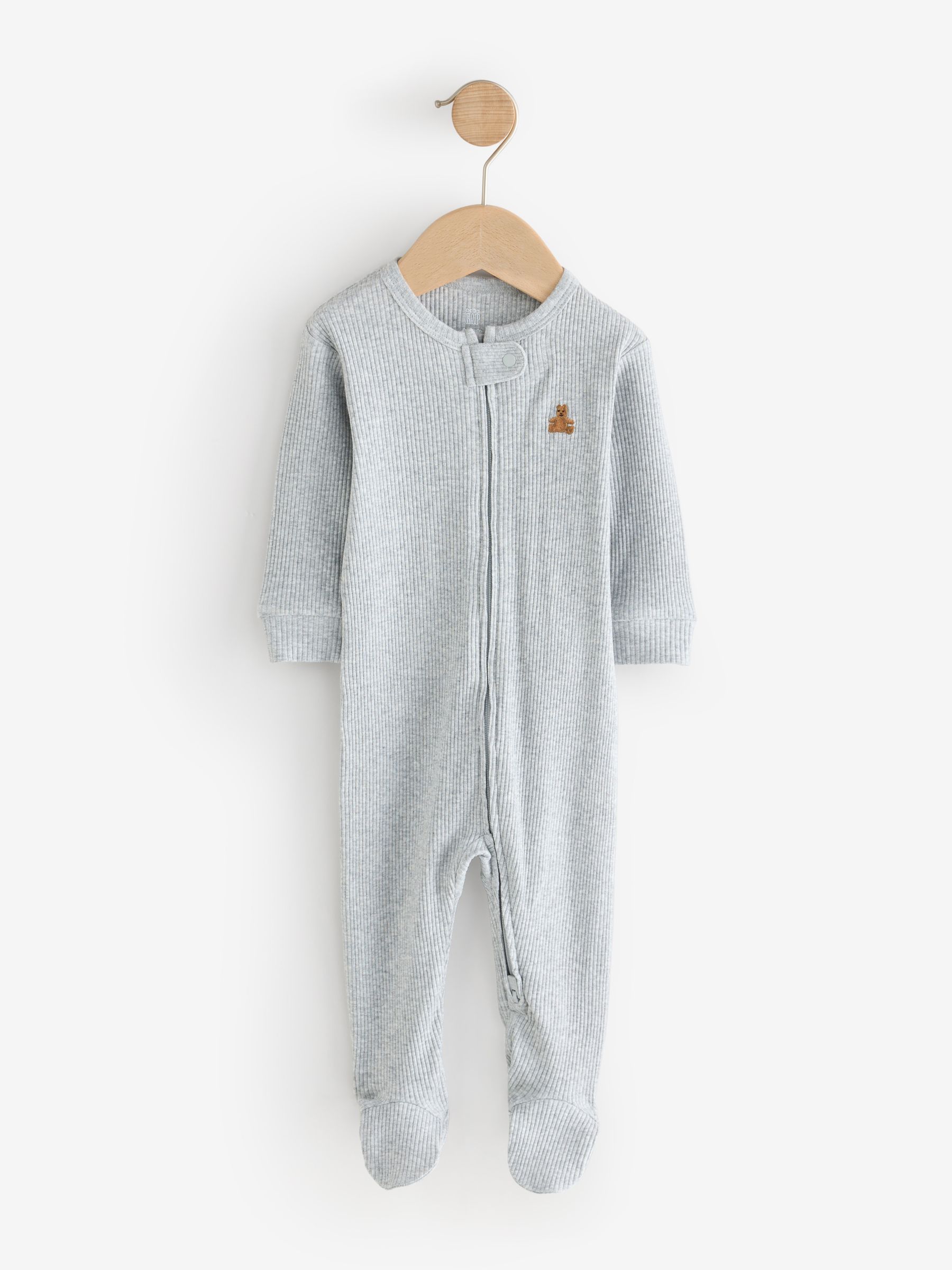 Grey and White 3 Pack Baby Sleepsuit - Image 4 of 8