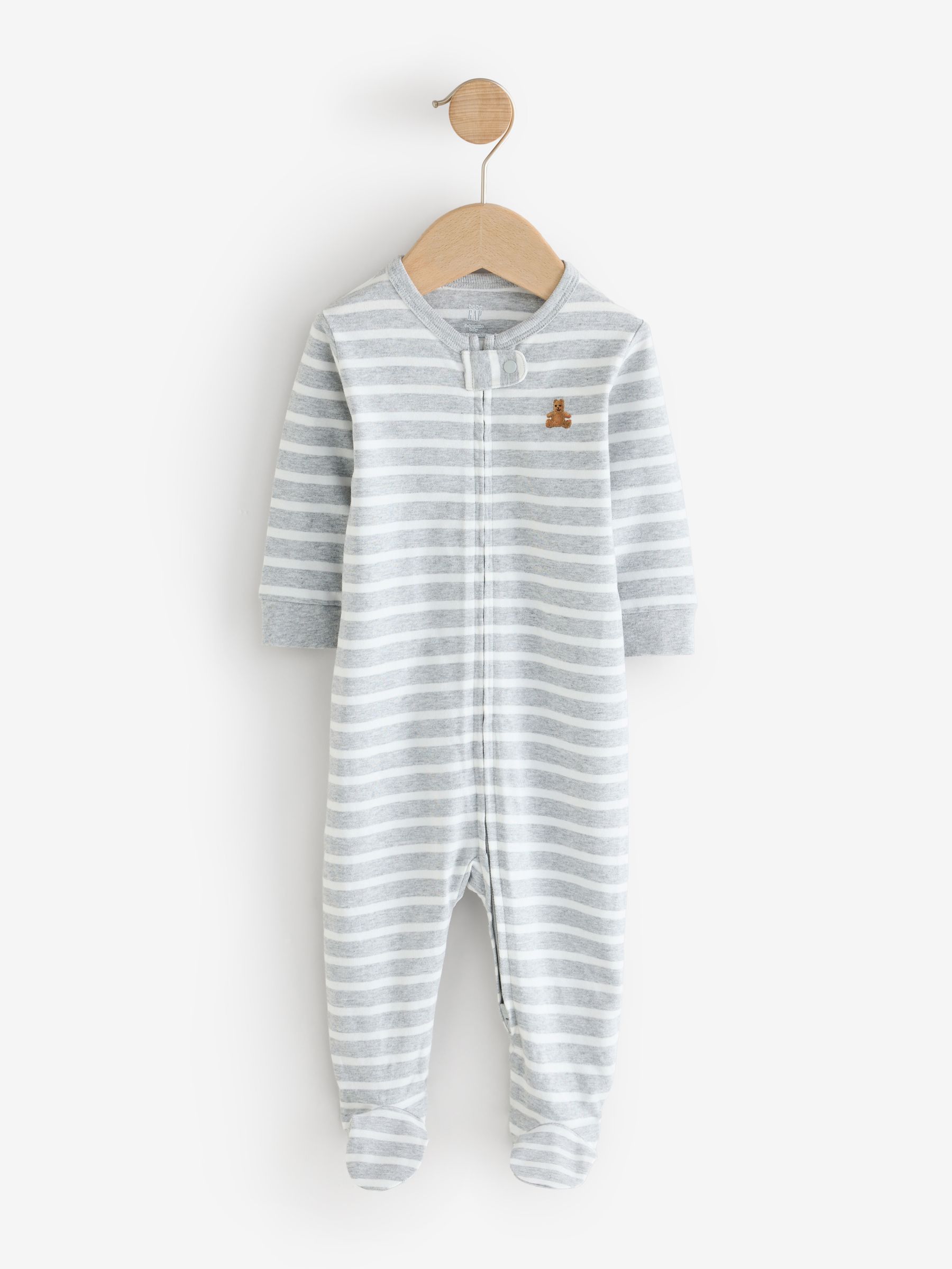 Grey and White 3 Pack Baby Sleepsuit - Image 5 of 8