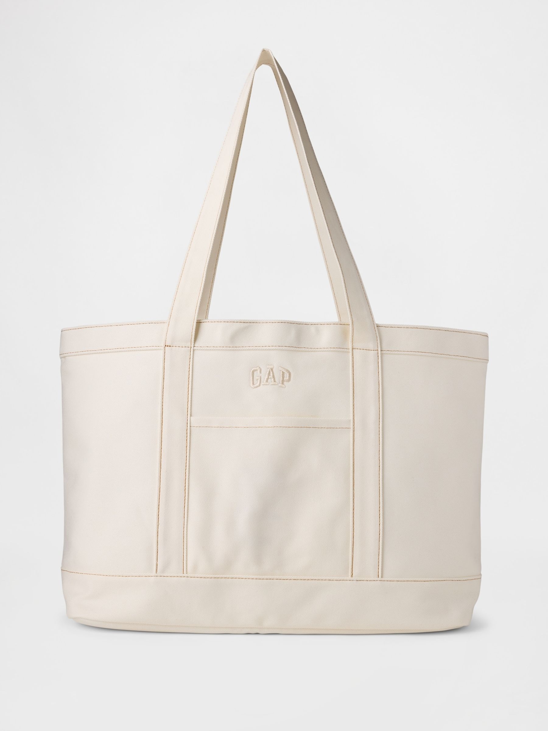 Cream Denim Logo Tote Bag - Image 1 of 3 Cream Denim Logo Tote Bag - Image 1 of 3