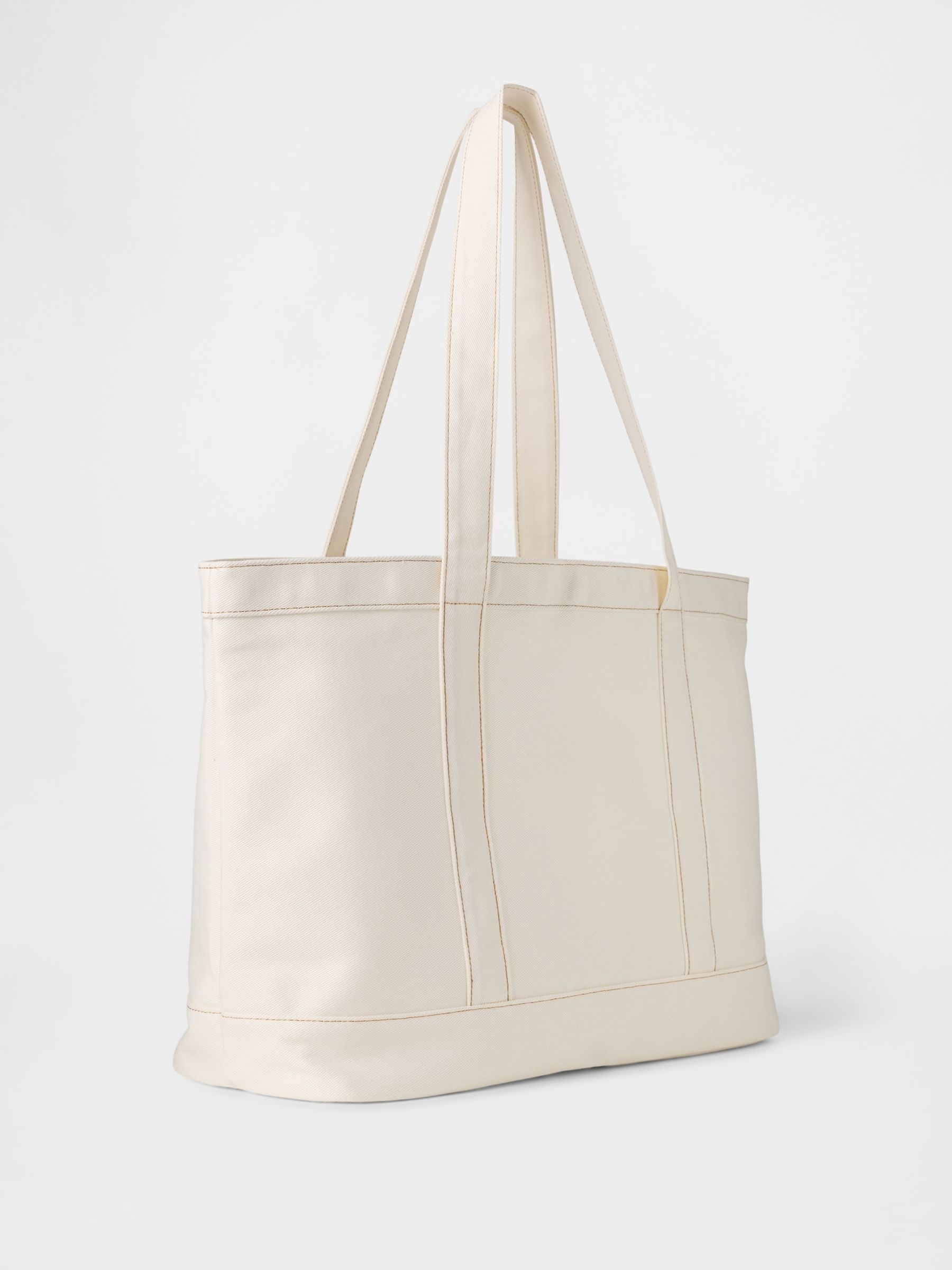 Cream Denim Logo Tote Bag - Image 2 of 3 Cream Denim Logo Tote Bag - Image 2 of 3