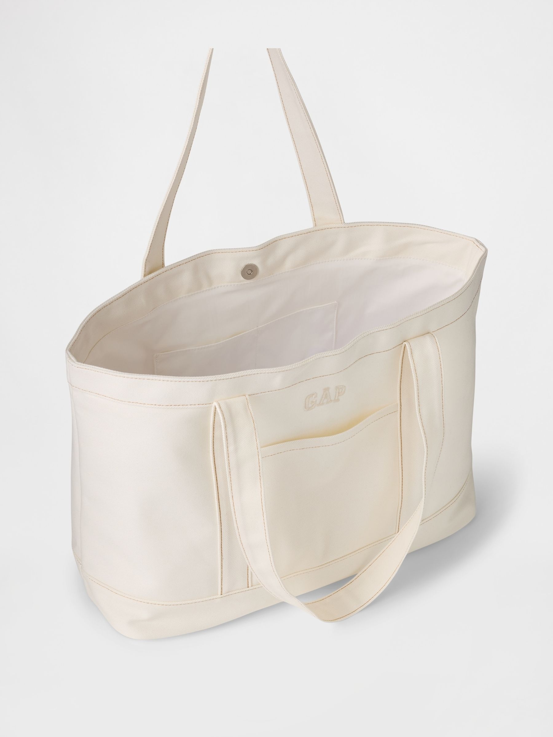 Cream Denim Logo Tote Bag - Image 3 of 3 Cream Denim Logo Tote Bag - Image 3 of 3