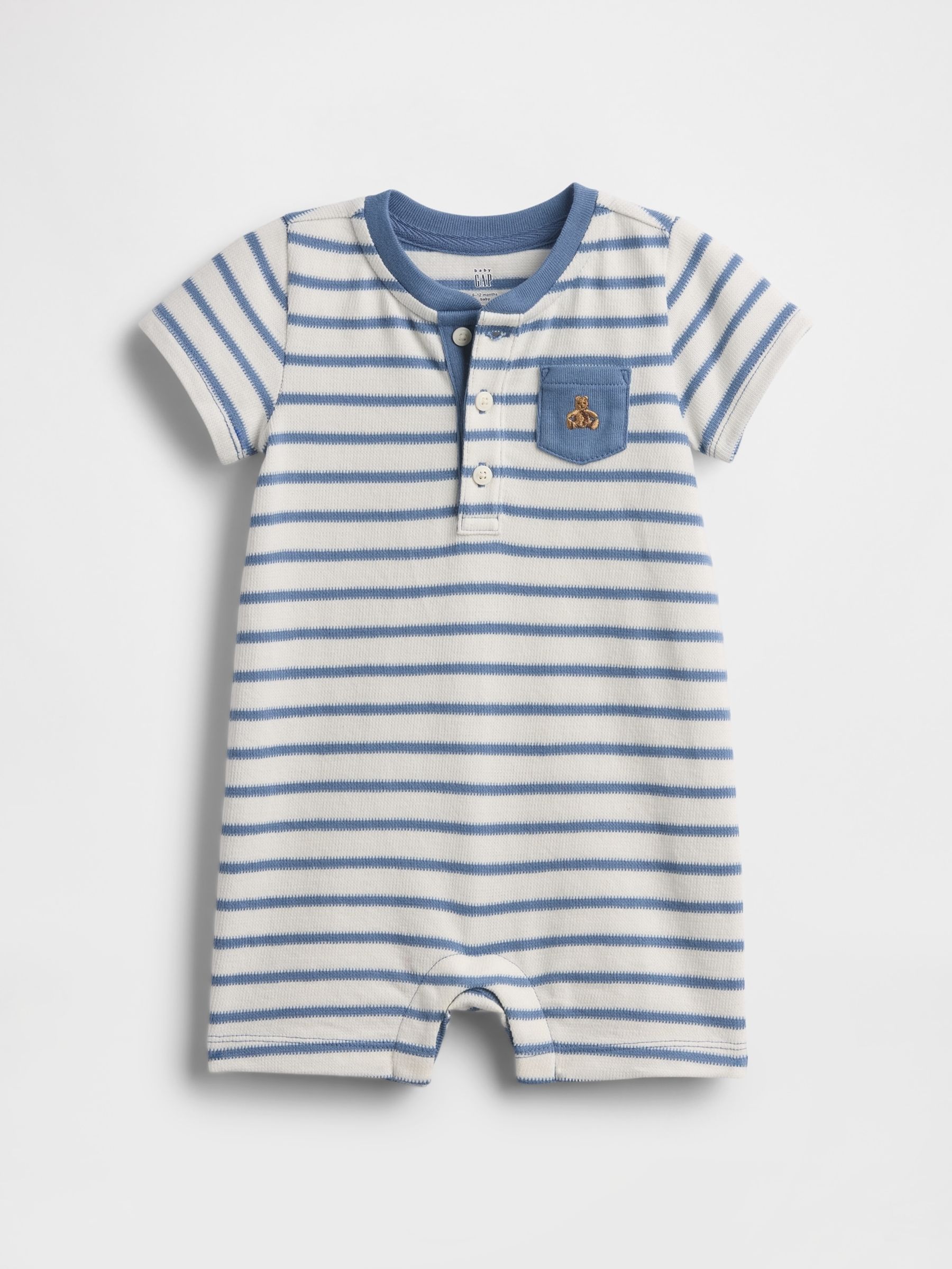 Blue Stripe Henley Short One-Piece - Image 1 of 3