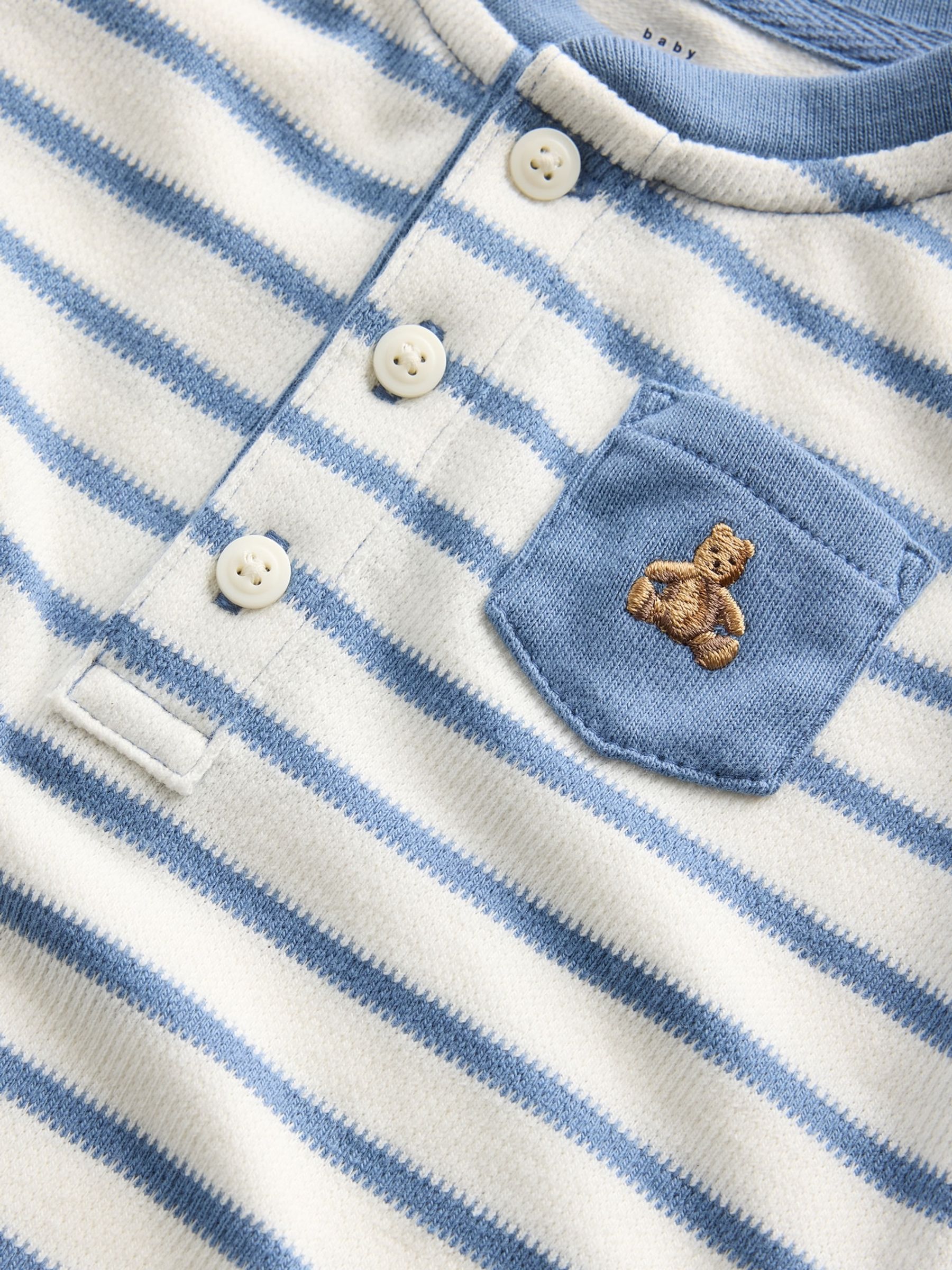 Blue Stripe Henley Short One-Piece - Image 3 of 3