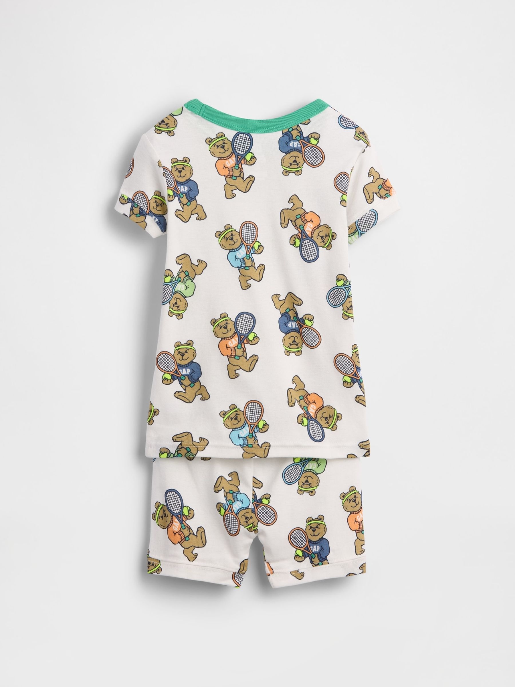 White Brushed Cotton Brannan Bear Tennis Pyjamas shorts Set - Image 2 of 2