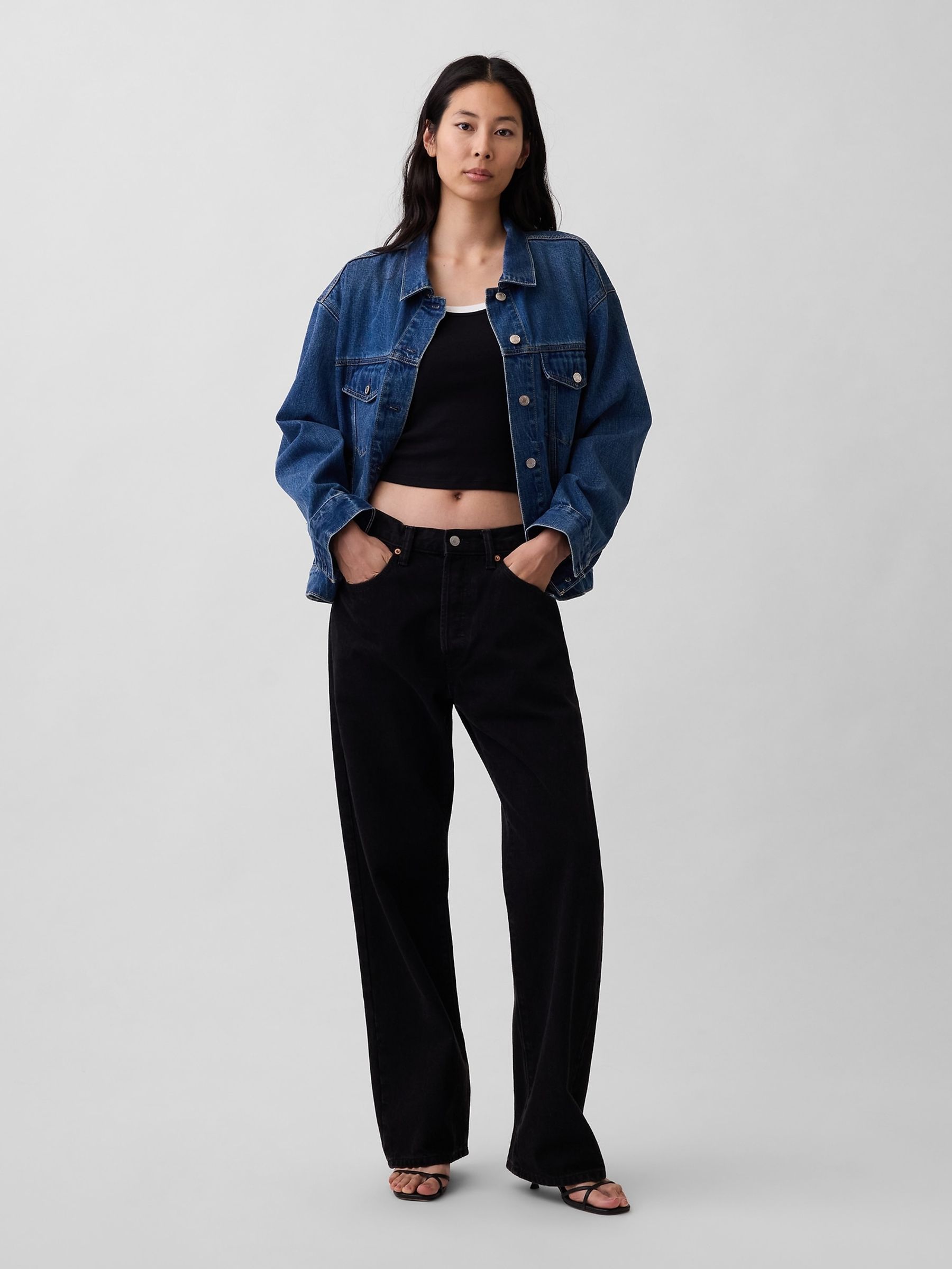 Dark Wash Oversized Icon Denim Jacket - Image 4 of 5