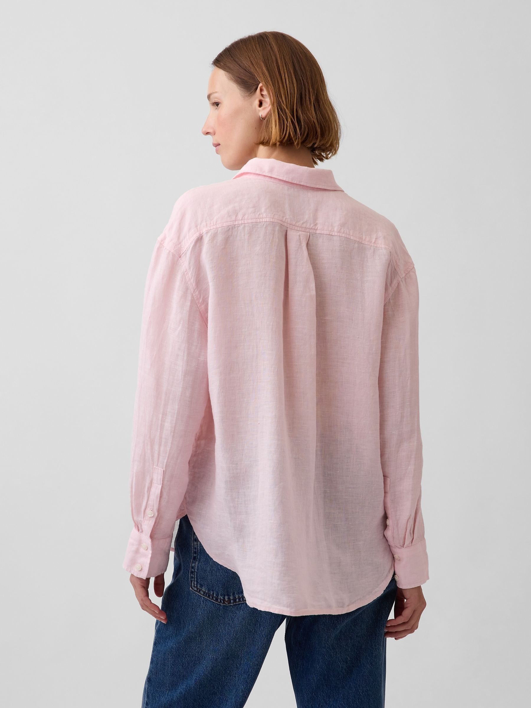 Light Pink Linen Oversized Shirt - Image 2 of 4 Light Pink Linen Oversized Shirt - Image 2 of 4