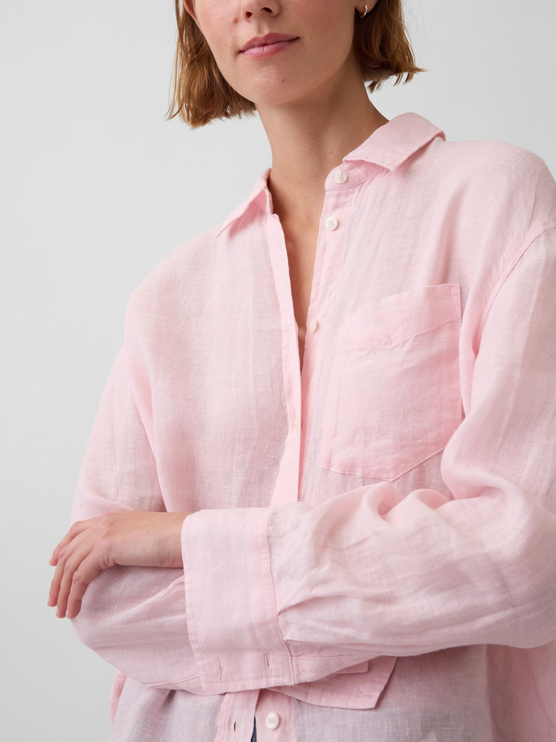 Light Pink Linen Oversized Shirt - Image 4 of 4 Light Pink Linen Oversized Shirt - Image 4 of 4