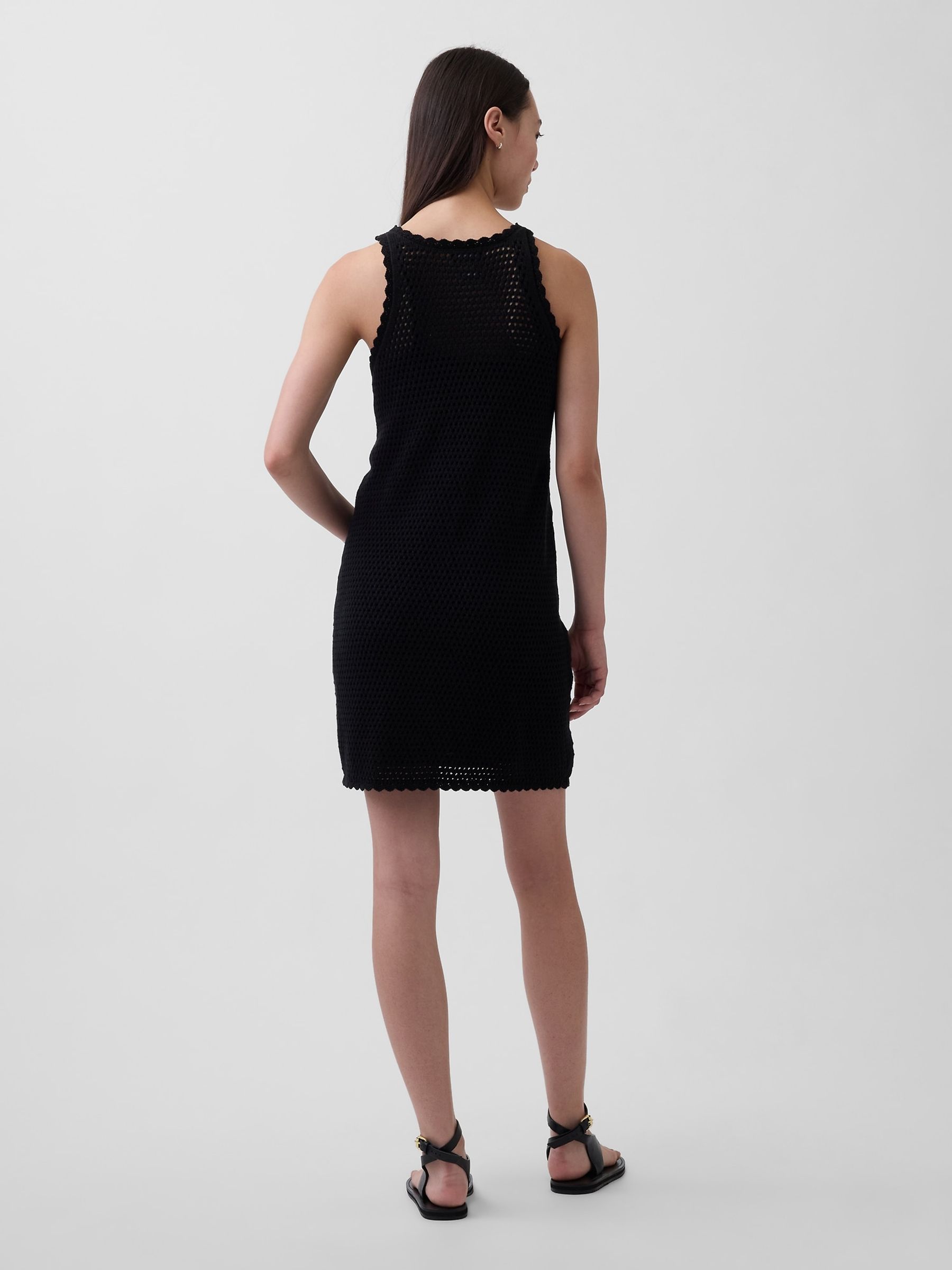 Black Crochet Mini Dress - Image 2 of 4