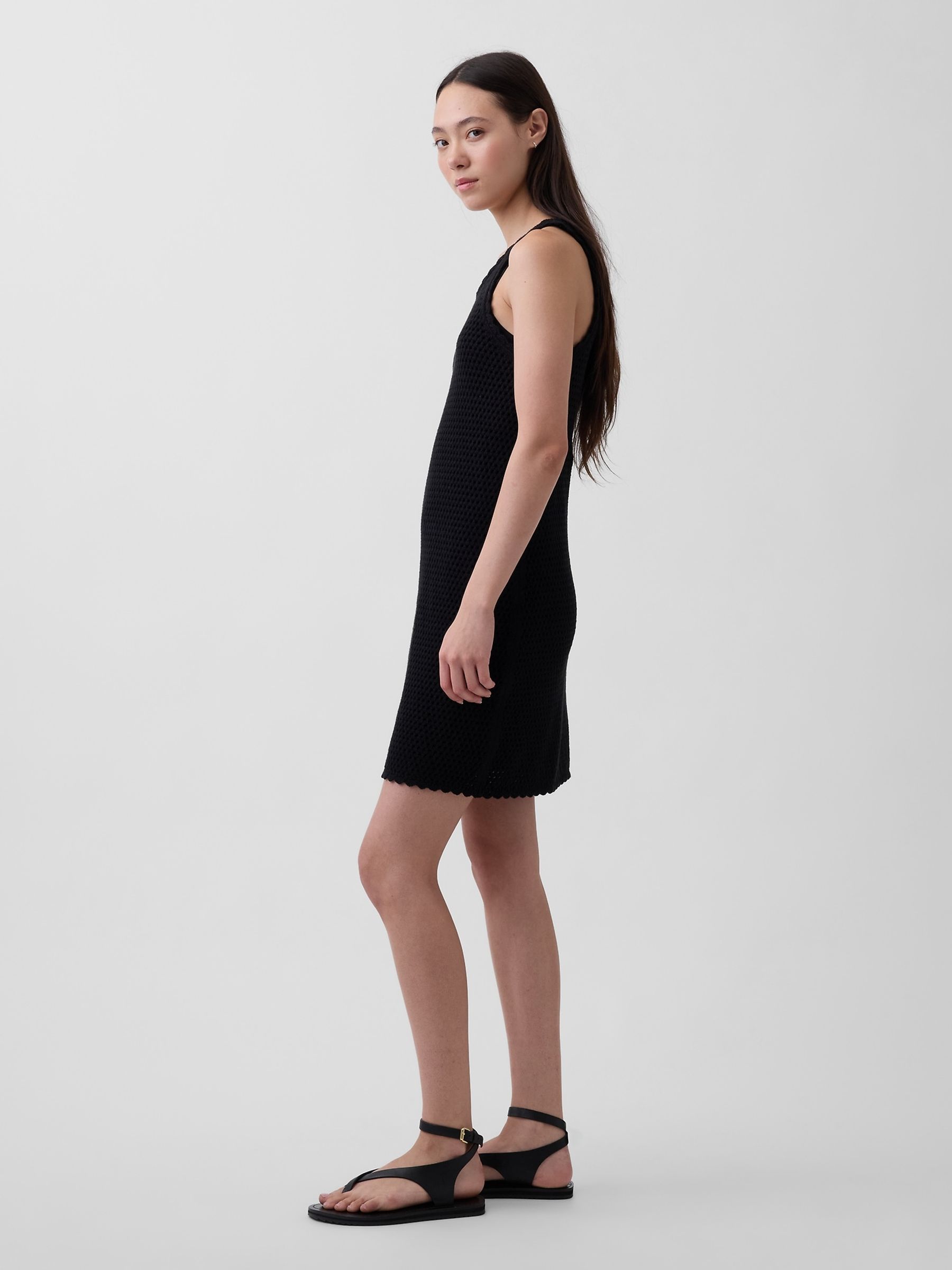 Black Crochet Mini Dress - Image 3 of 4