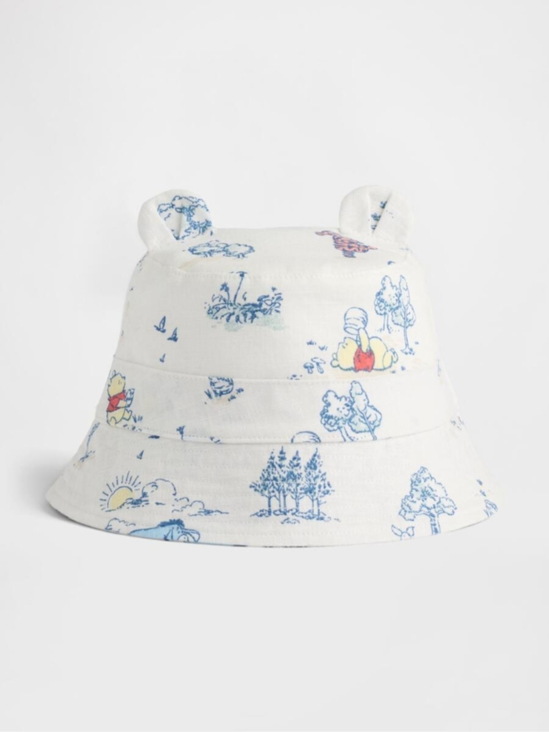 White Winnie The Pooh Cotton Gauze Bucket Hat (Newborn-24mths) - Image 1 of 1 White Winnie The Pooh Cotton Gauze Bucket Hat (Newborn-24mths) - Image 1 of 1