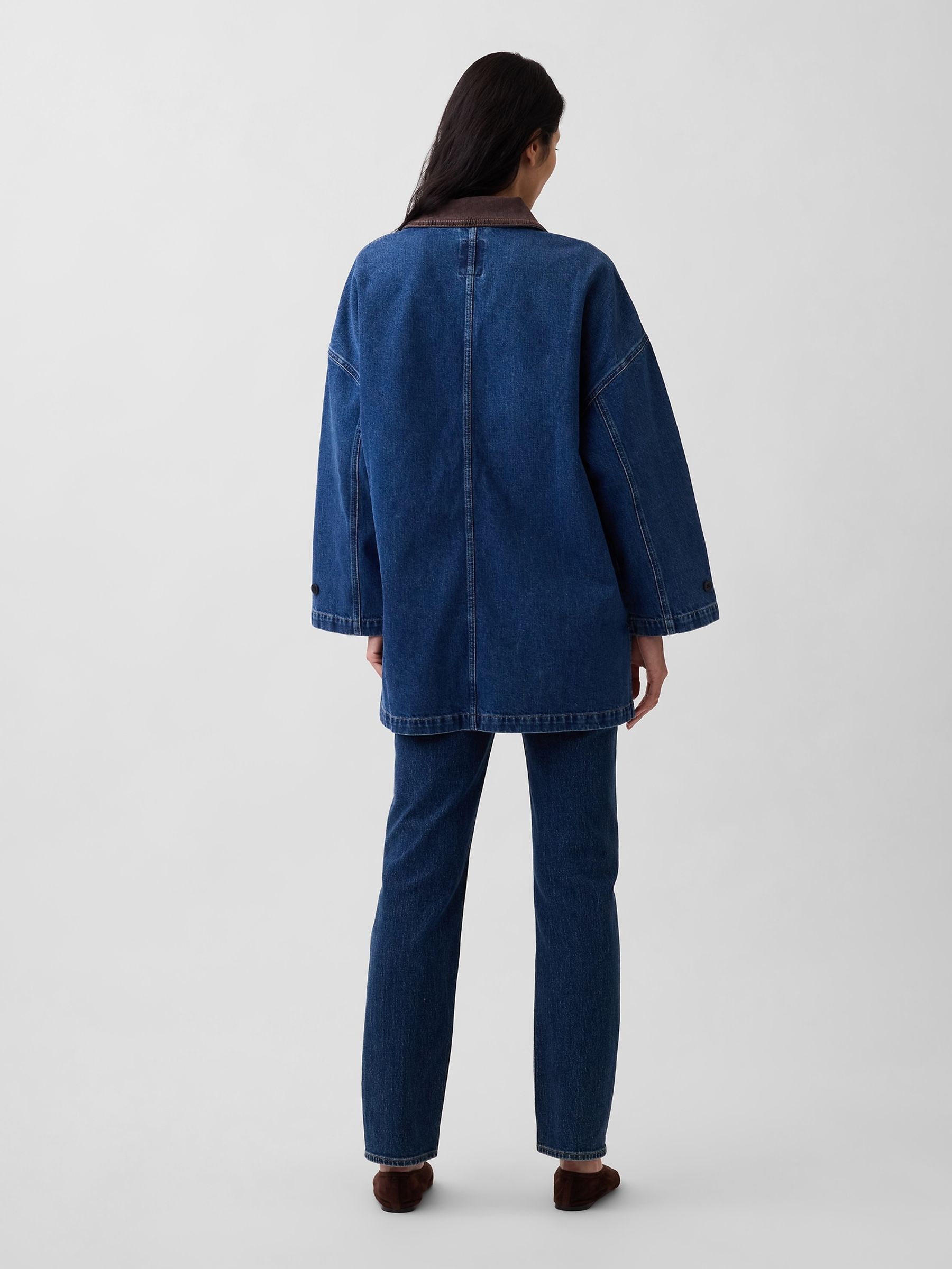 Medium wash Oversized Denim Car Coat - Image 2 of 5