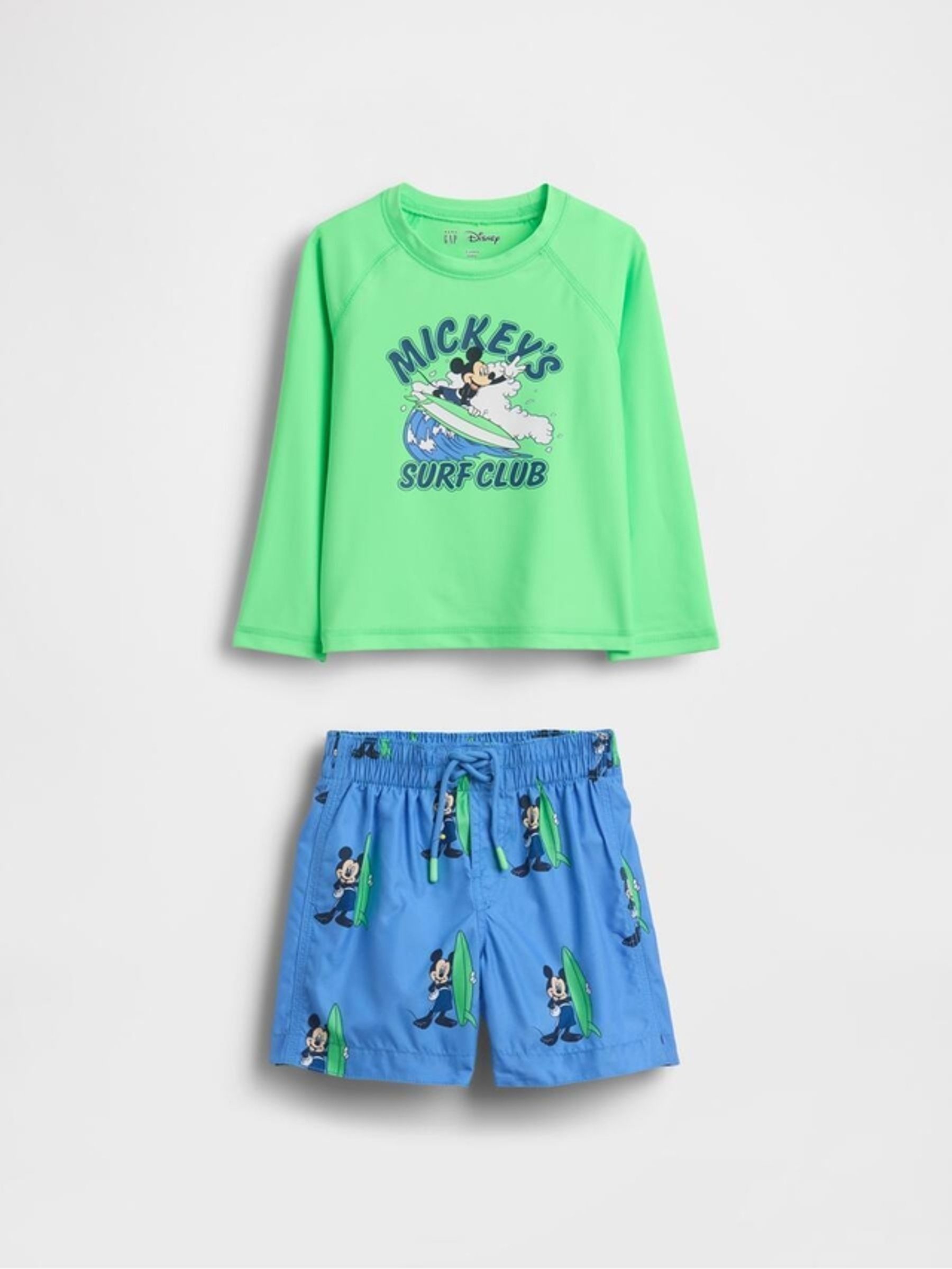Green Mickey Mouse Disney Rash Guard Swim Set - Image 1 of 2 Green Mickey Mouse Disney Rash Guard Swim Set - Image 1 of 2