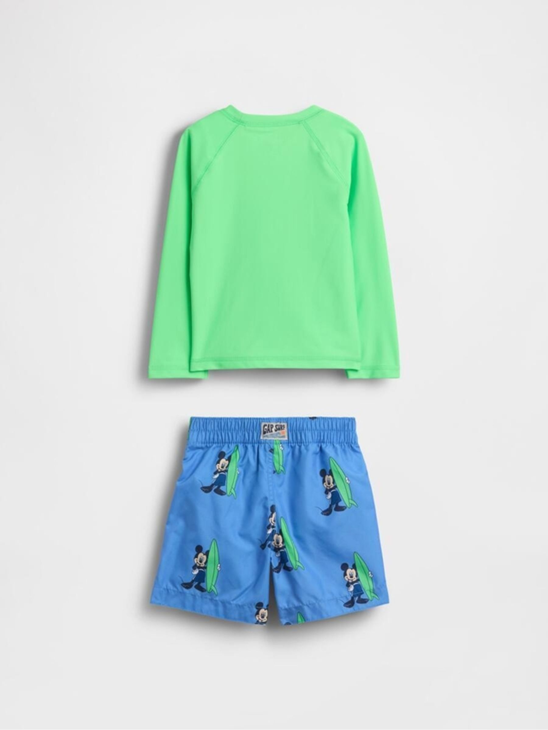 Green Mickey Mouse Disney Rash Guard Swim Set - Image 2 of 2 Green Mickey Mouse Disney Rash Guard Swim Set - Image 2 of 2