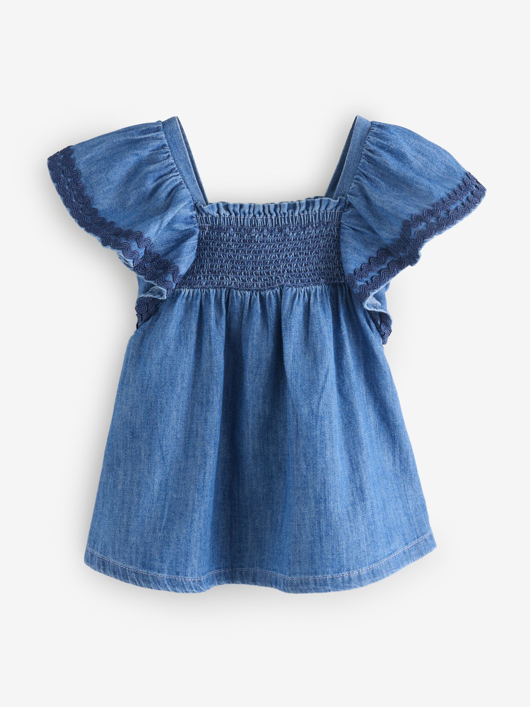 Dark Wash Smocked Denim Dress - Image 1 of 4
