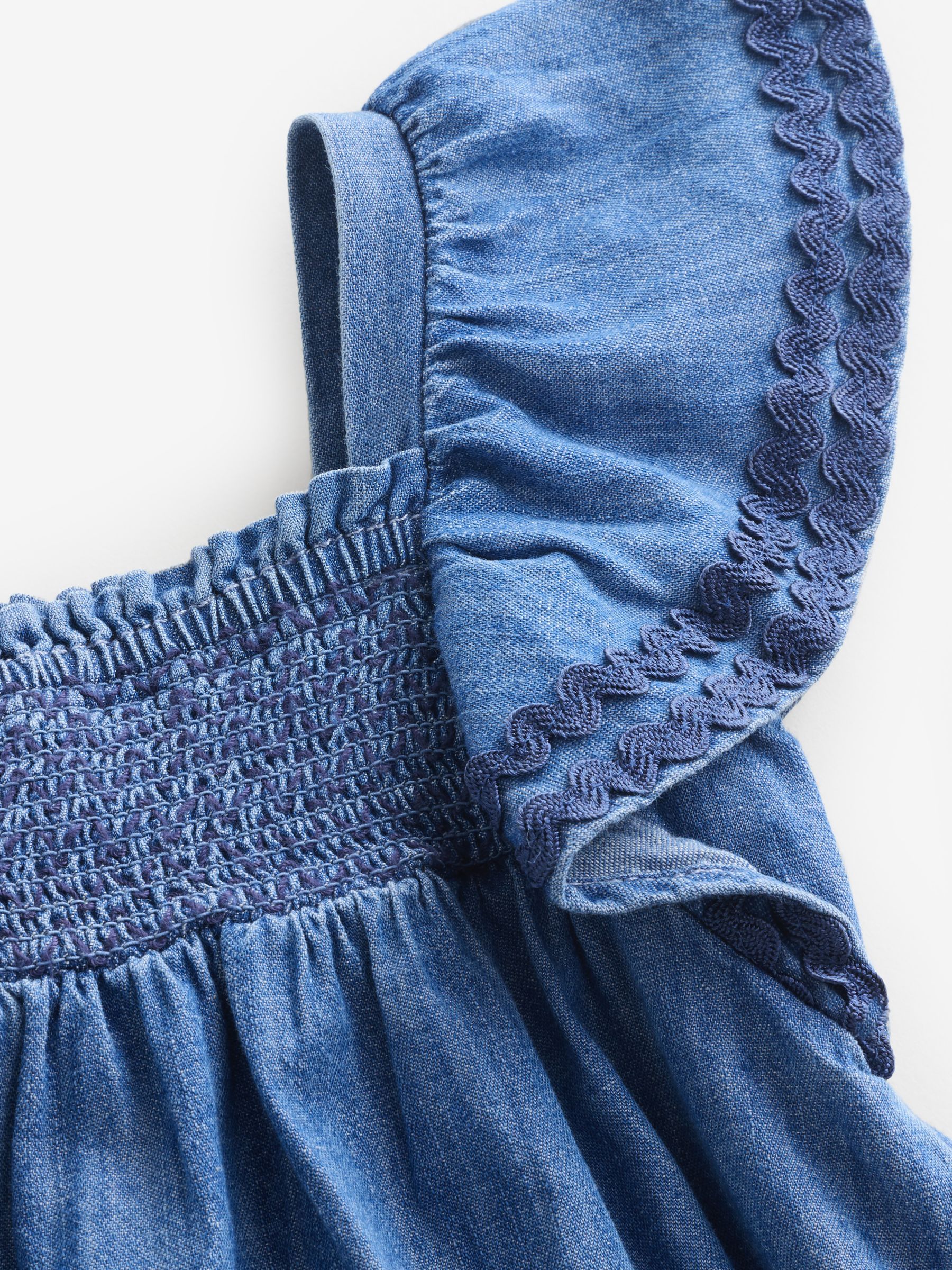 Dark Wash Smocked Denim Dress - Image 3 of 4