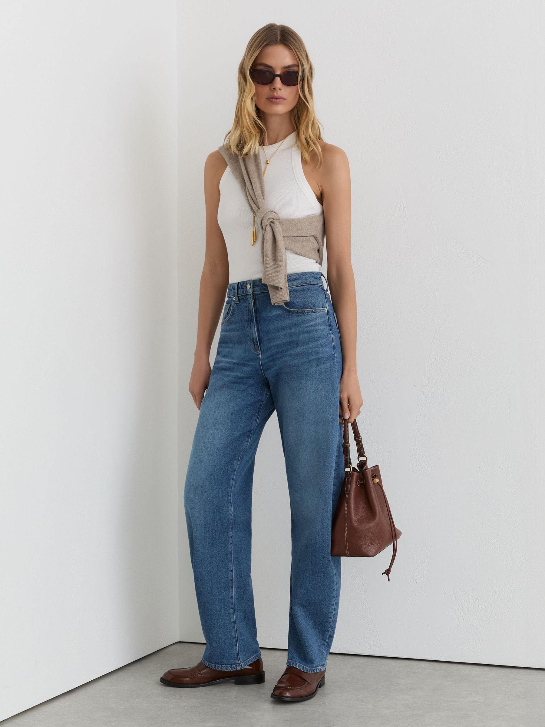 Petite Barrel-Leg Jeans in Mid Blue - image 3