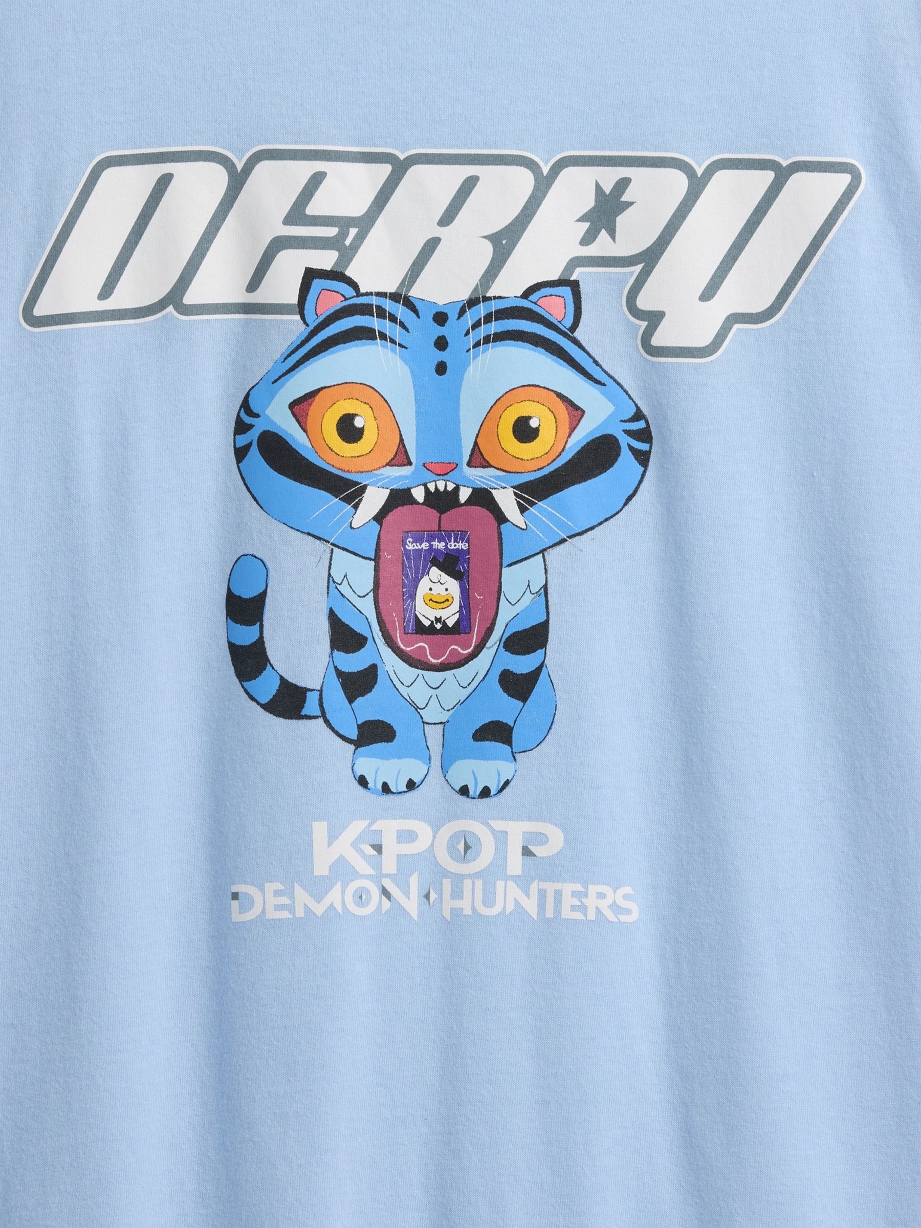 Blue K-Pop Demon Hunters Graphic Oversized T-Shirt - Image 4 of 4