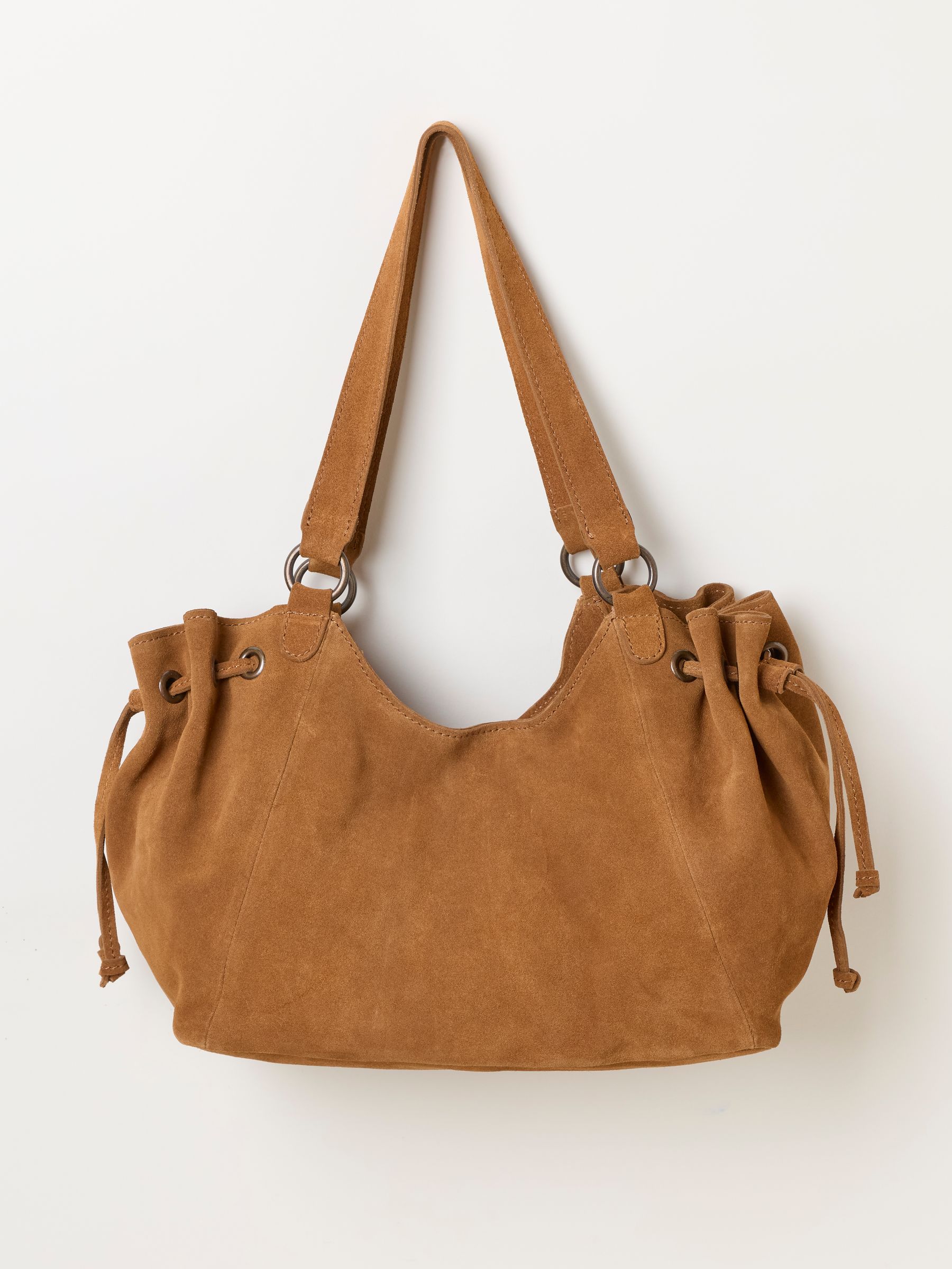Tan Brown Ruched Suede Shoulder Bag - Image 3 of 5