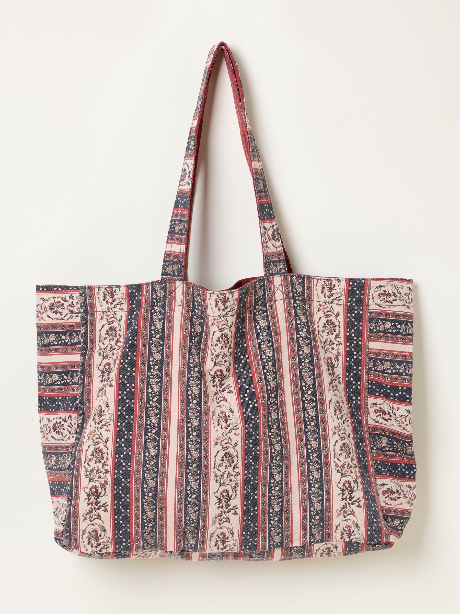 Multi Stripe Floral Reversible Tote Bag - Image 1 of 3