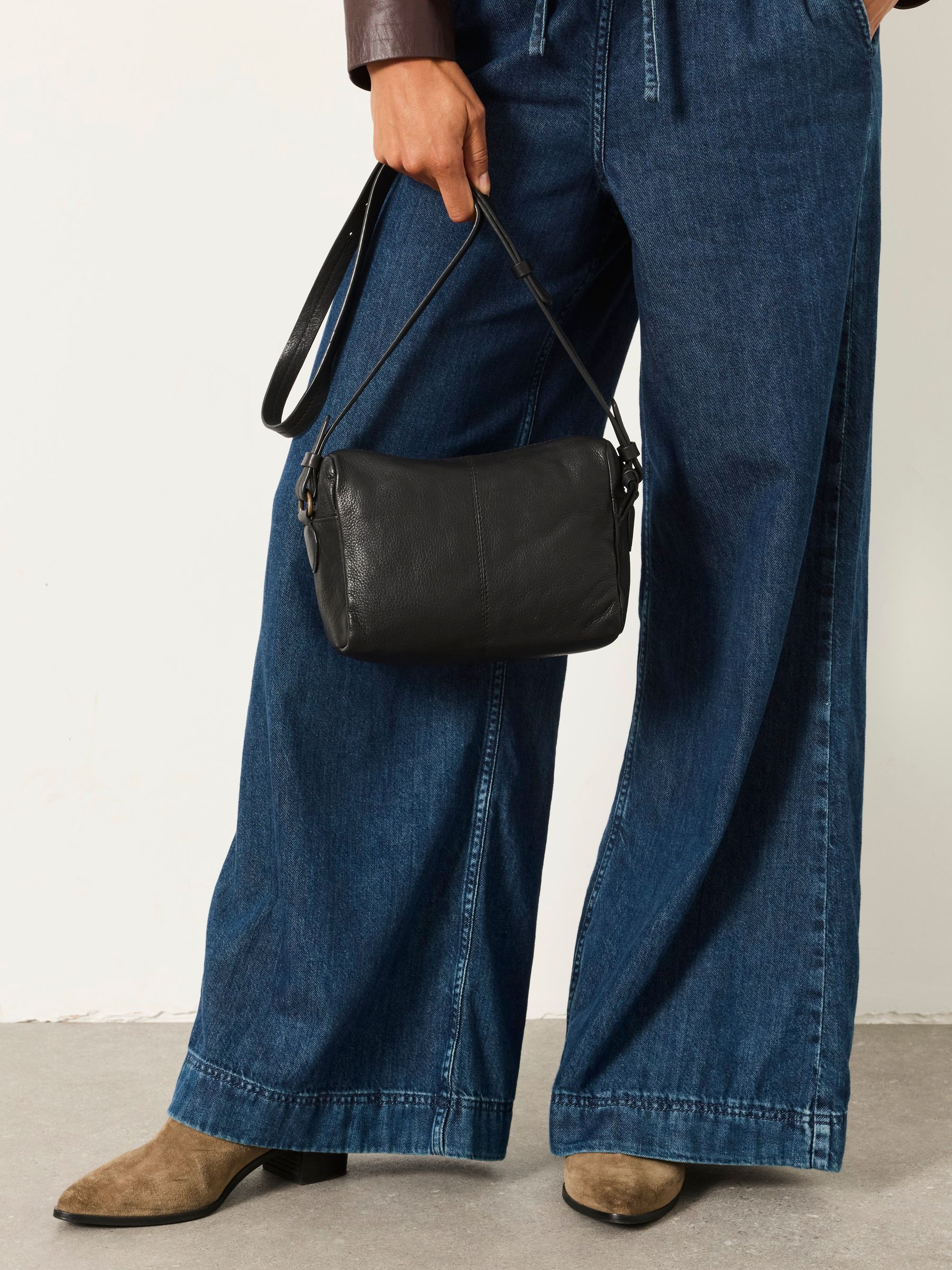 Black Maya Leather Crossbody Bag - Image 1 of 5