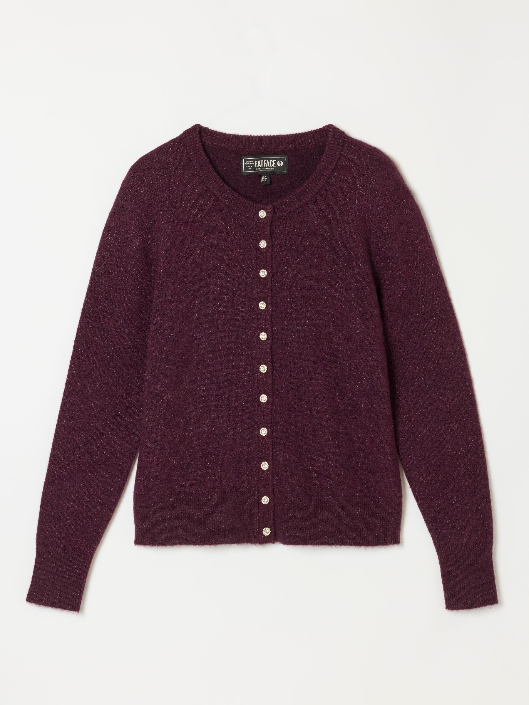 Halle Dark Red Sparkle Crew Neck Christmas Cardigan - Image 6 of 6
