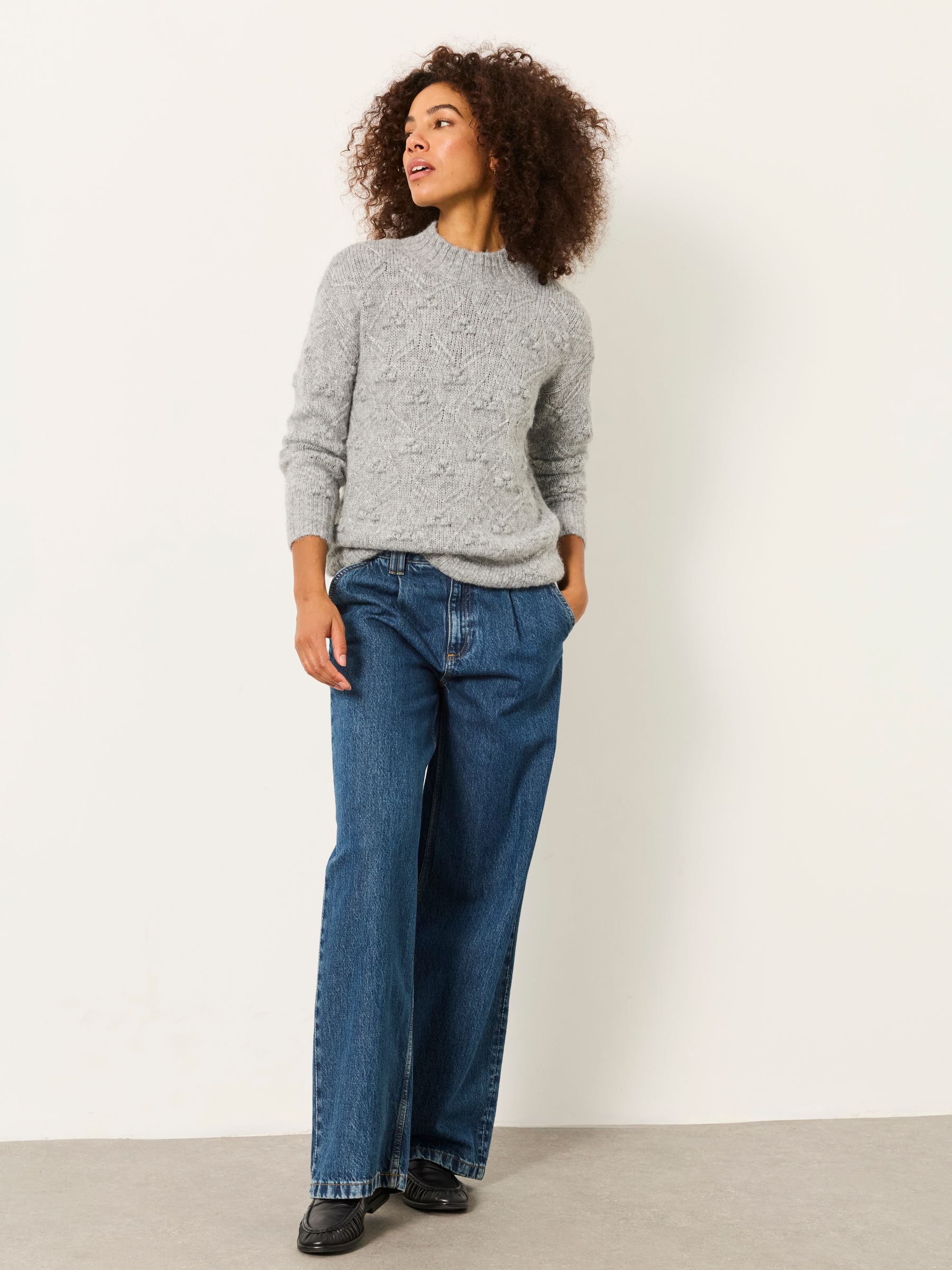 Grey Knitted Bobble Texture Jumper - Image 3 of 6