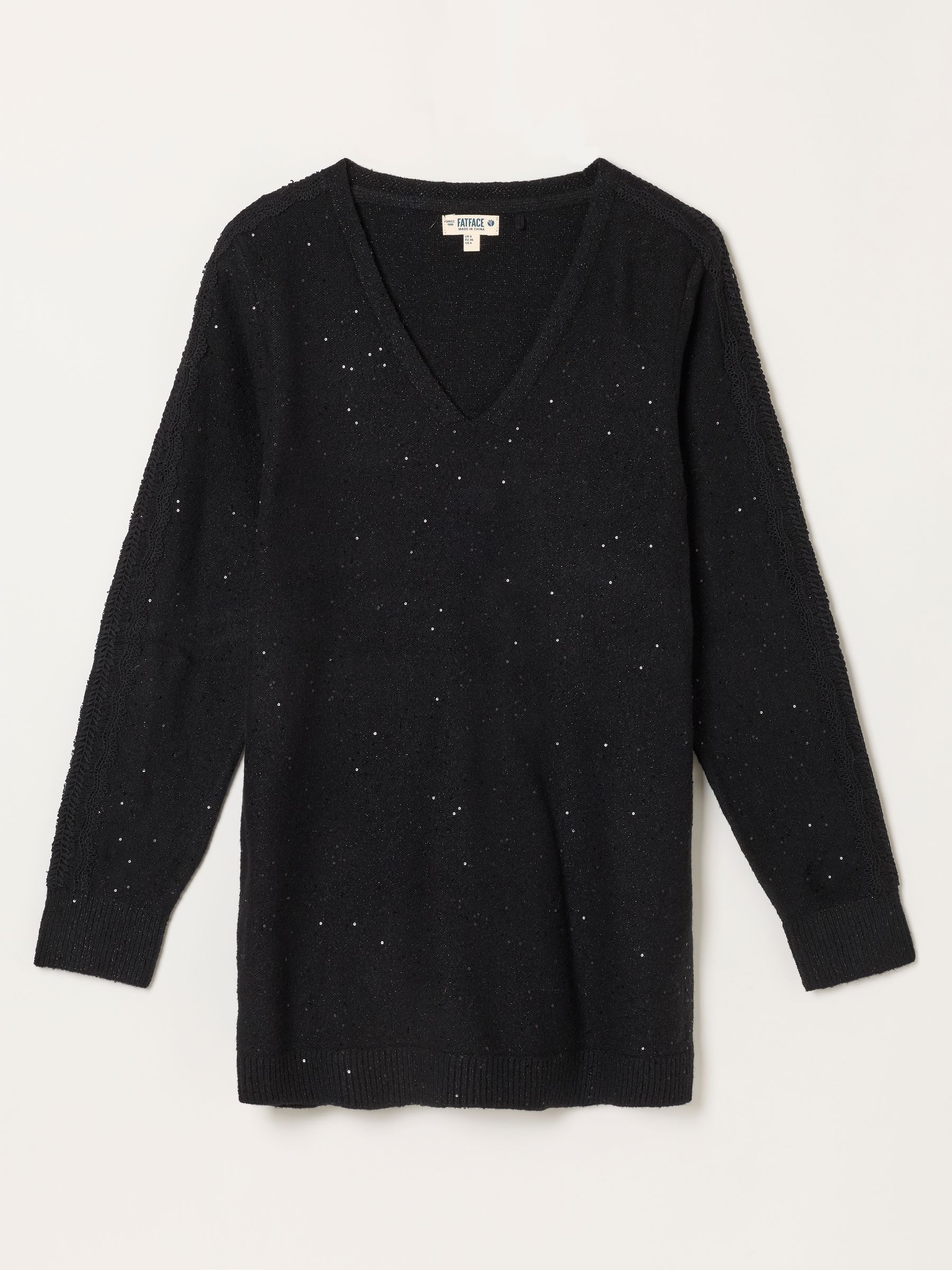 Skylar Black Knitted Sequin Sparkle Lace Tunic - Image 6 of 6 Skylar Black Knitted Sequin Sparkle Lace Tunic - Image 6 of 6