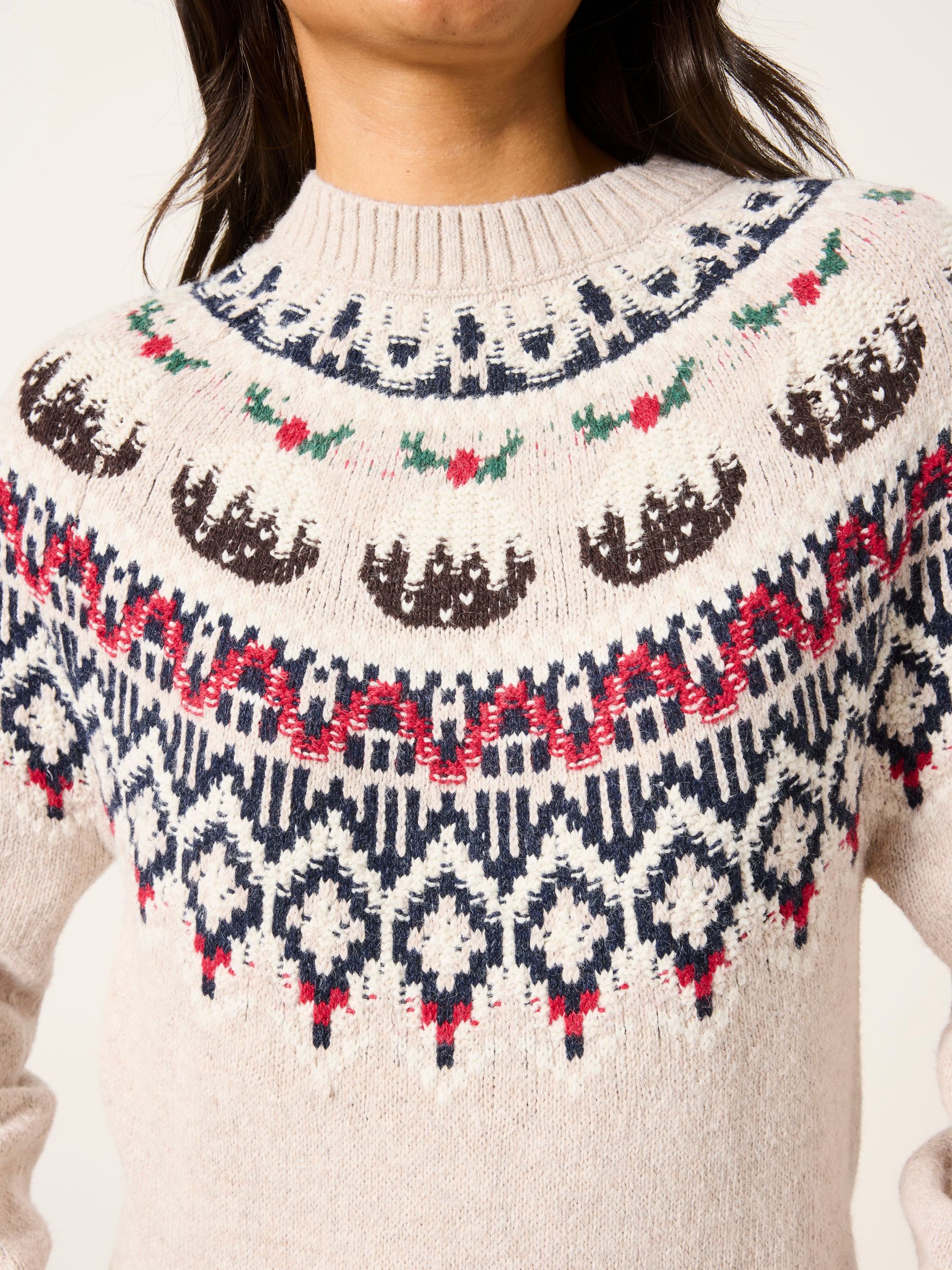 Natural Knitted Pudding Fairisle Jumper - Image 3 of 6