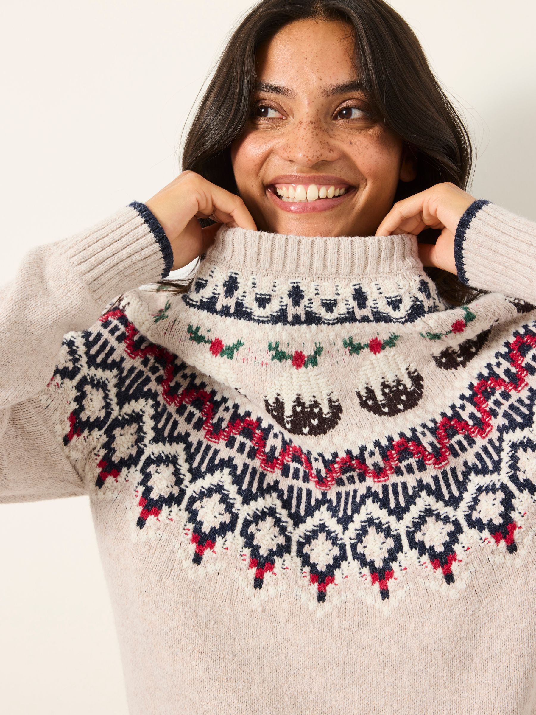 Natural Knitted Pudding Fairisle Jumper - Image 5 of 6