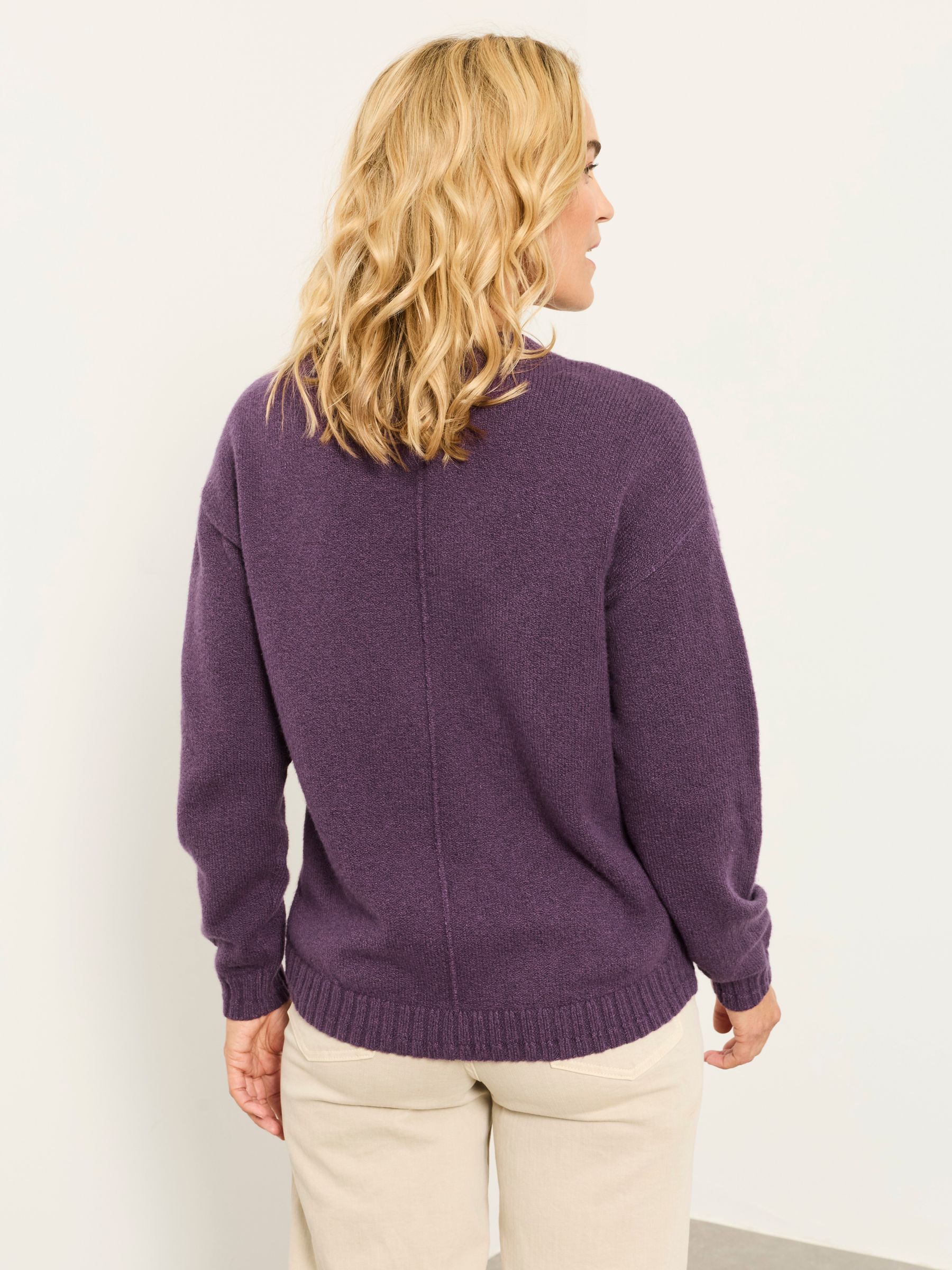 Barley Plum Purple Knitted Crew Neck Jumper - Image 2 of 6 Barley Plum Purple Knitted Crew Neck Jumper - Image 2 of 6