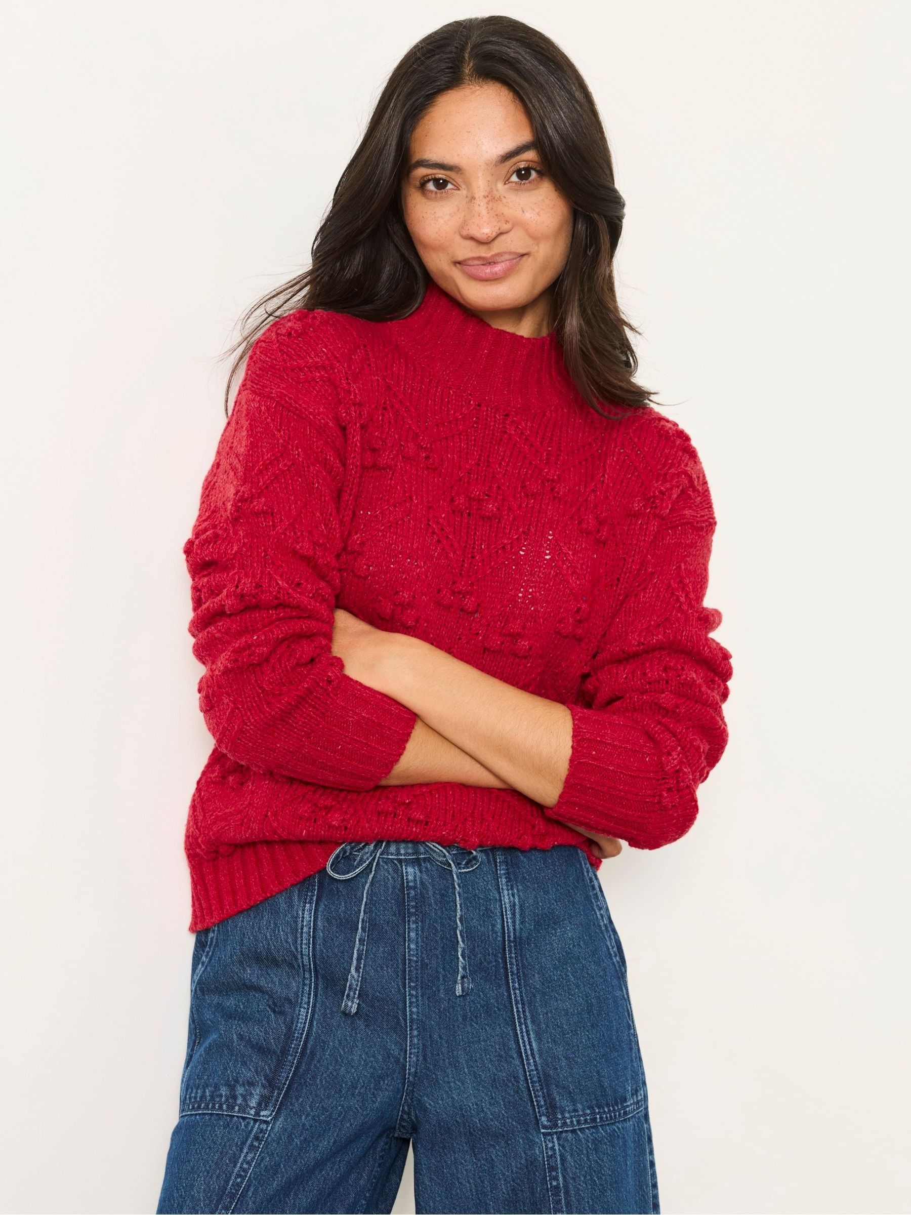 Red Knitted Bobble Texture Jumper - Image 1 of 5