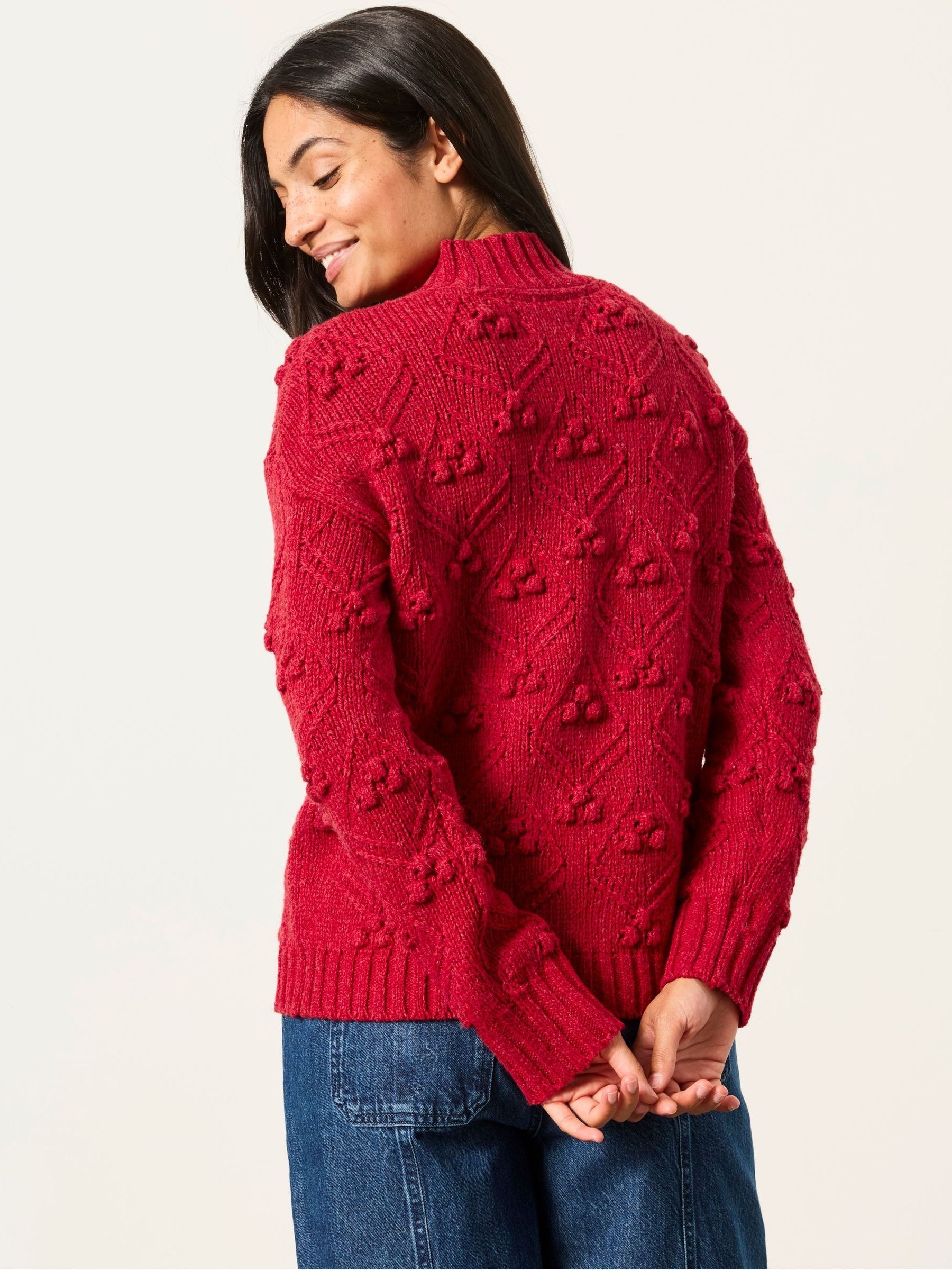 Red Knitted Bobble Texture Jumper - Image 2 of 5