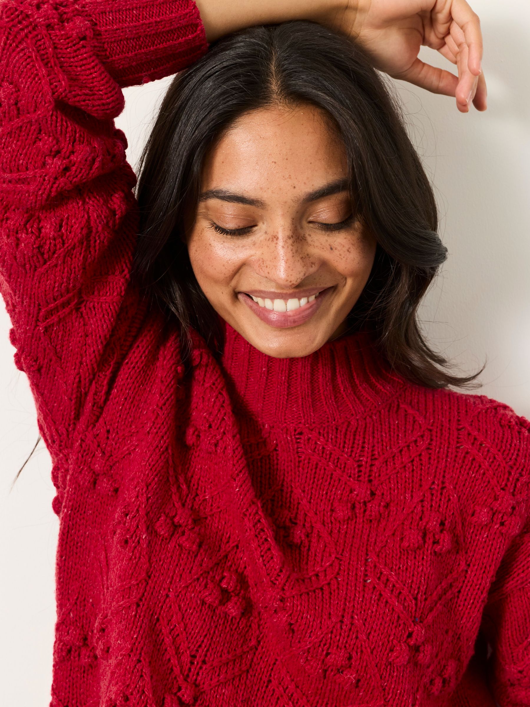 Red Knitted Bobble Texture Jumper - Image 4 of 5