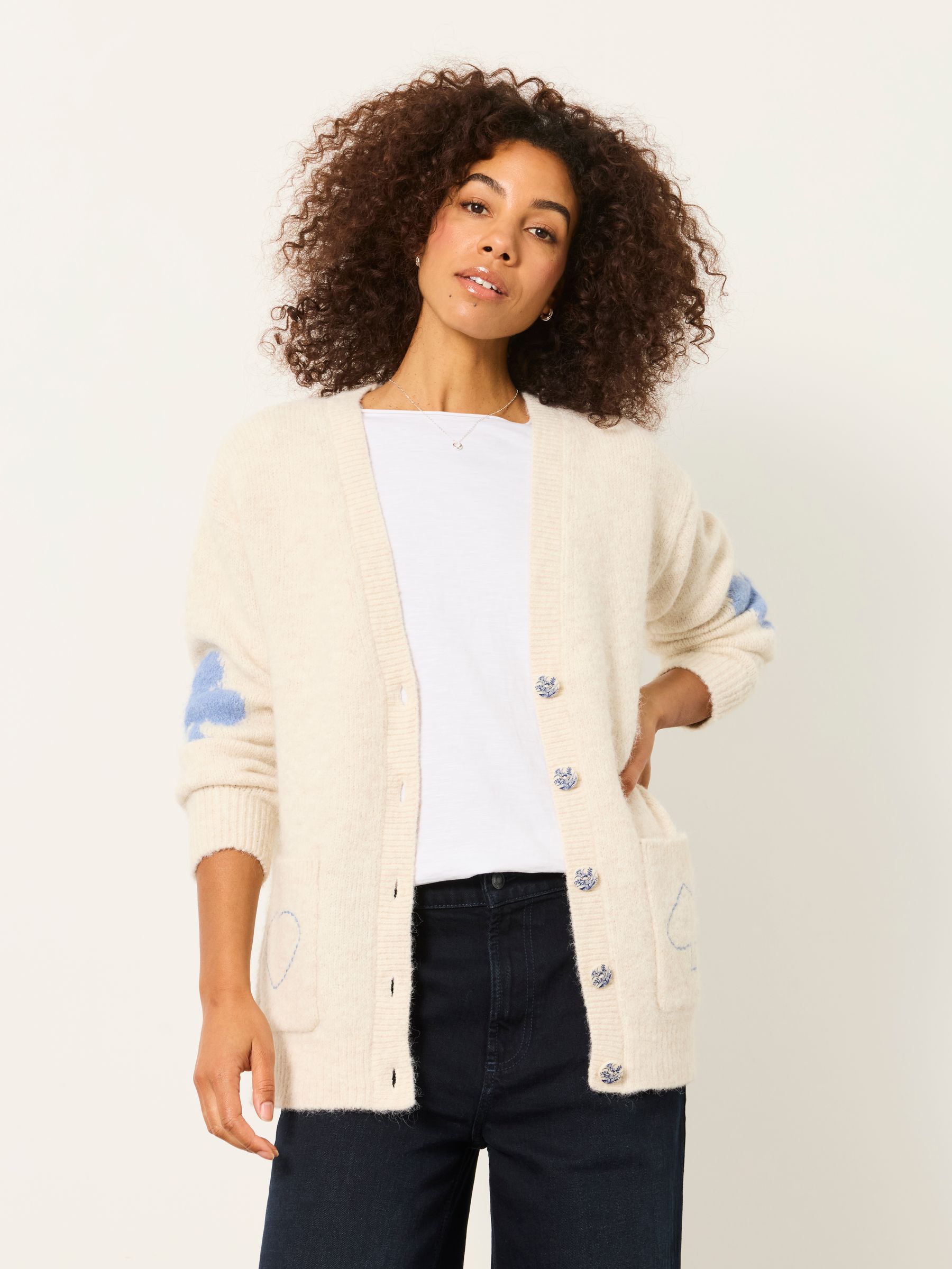 Ivory Heart Knitted Longline Cardigan - Image 1 of 6
