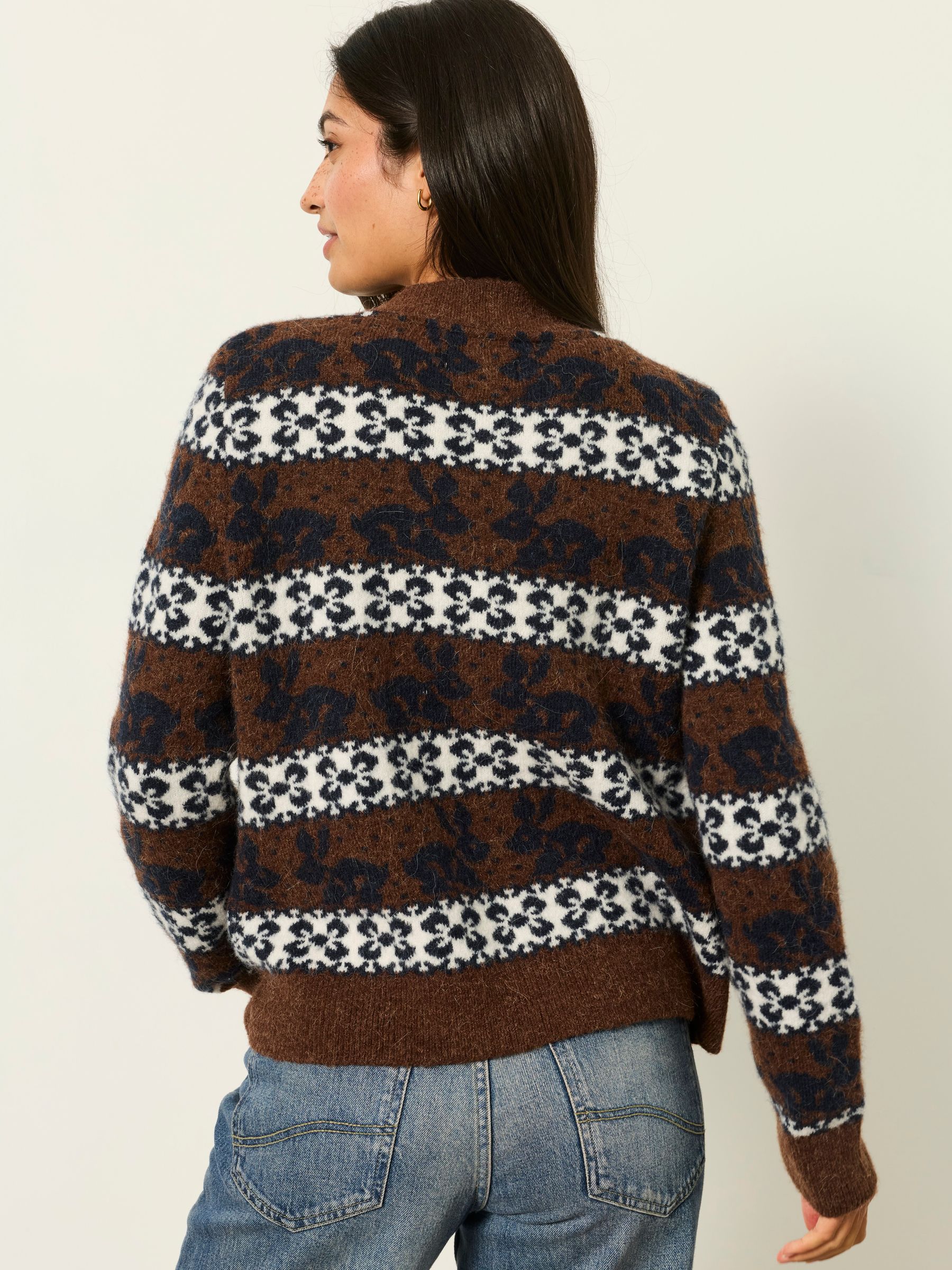 Rabbit Fairisle Brown Knitted Crew Cardigan - Image 2 of 5