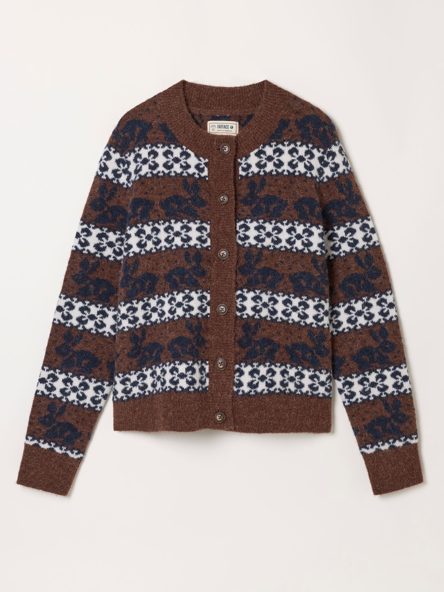 Rabbit Fairisle Brown Knitted Crew Cardigan - Image 5 of 5