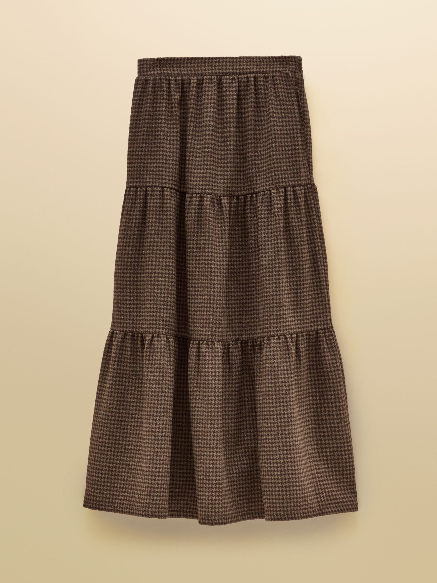 Brown Houndstooth Tiered Maxi Skirt - Image 6 of 6