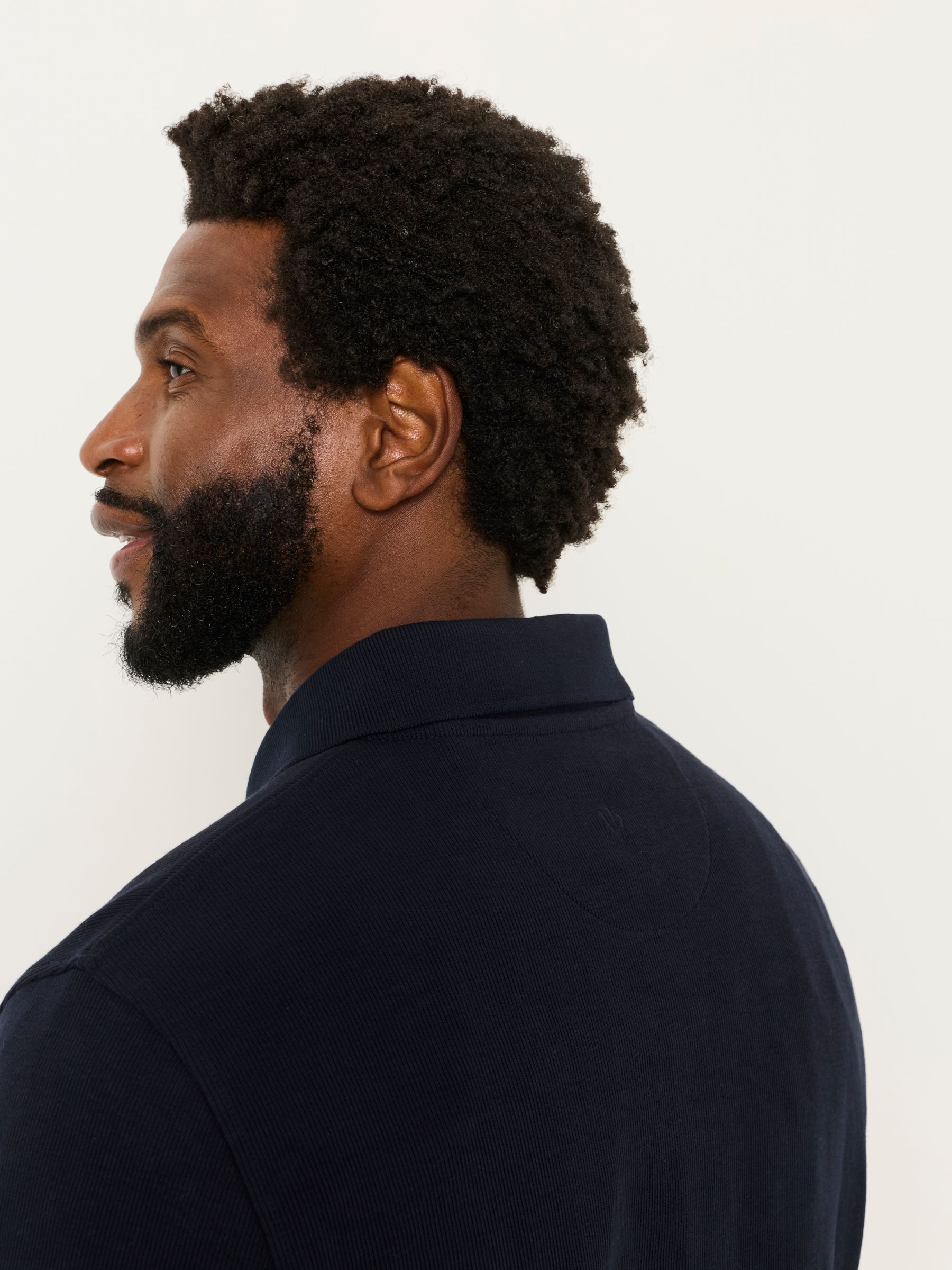 Ayr Navy Long Sleeve Ribbed Polo Shirt - Image 5 of 7