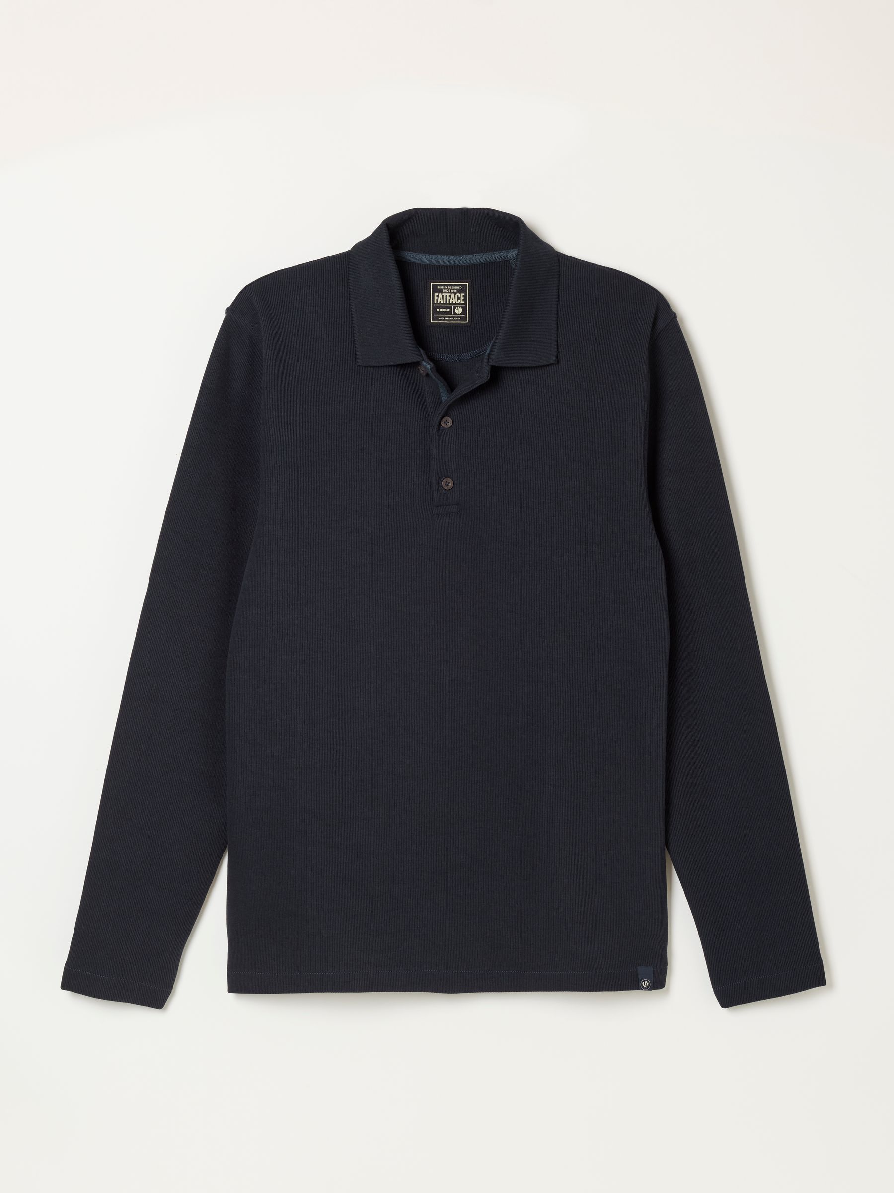 Ayr Navy Long Sleeve Ribbed Polo Shirt - Image 7 of 7 Ayr Navy Long Sleeve Ribbed Polo Shirt - Image 7 of 7