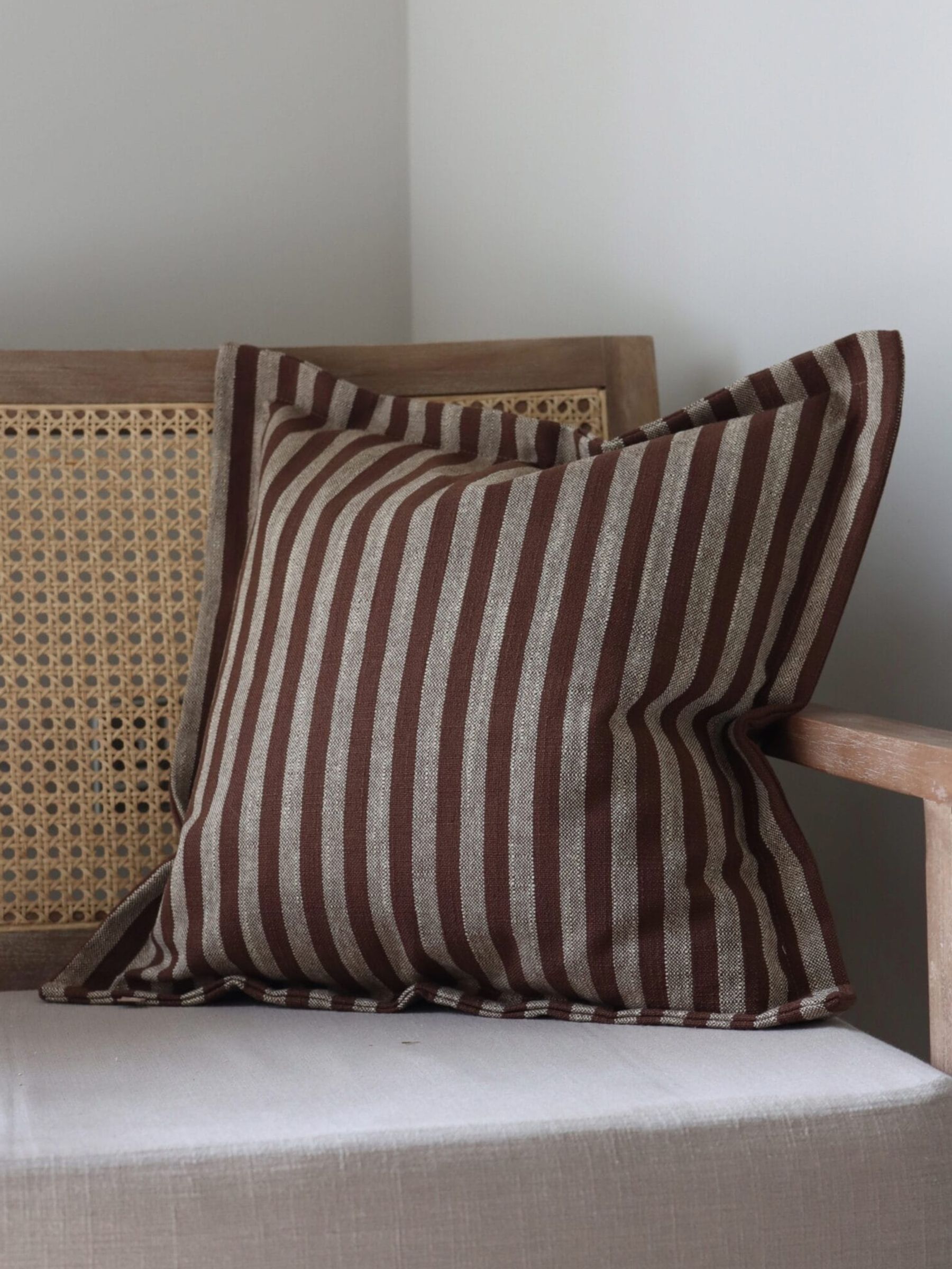 Ellenvale Interiors Brown Vienna Stripe Flanged Edge Cushion Cover 45x45 - Image 2 of 4