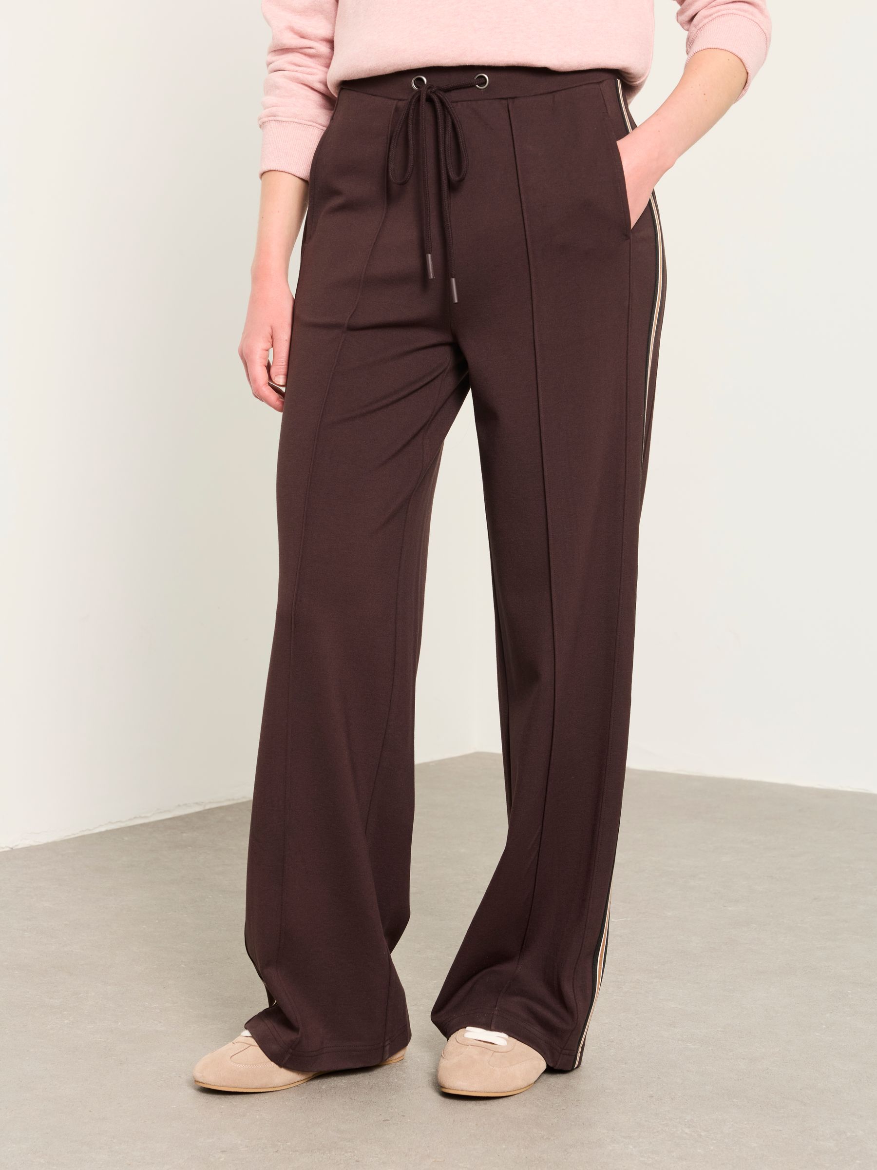 Ely Brown Side Stripe Trousers - Image 1 of 5 Ely Brown Side Stripe Trousers - Image 1 of 5