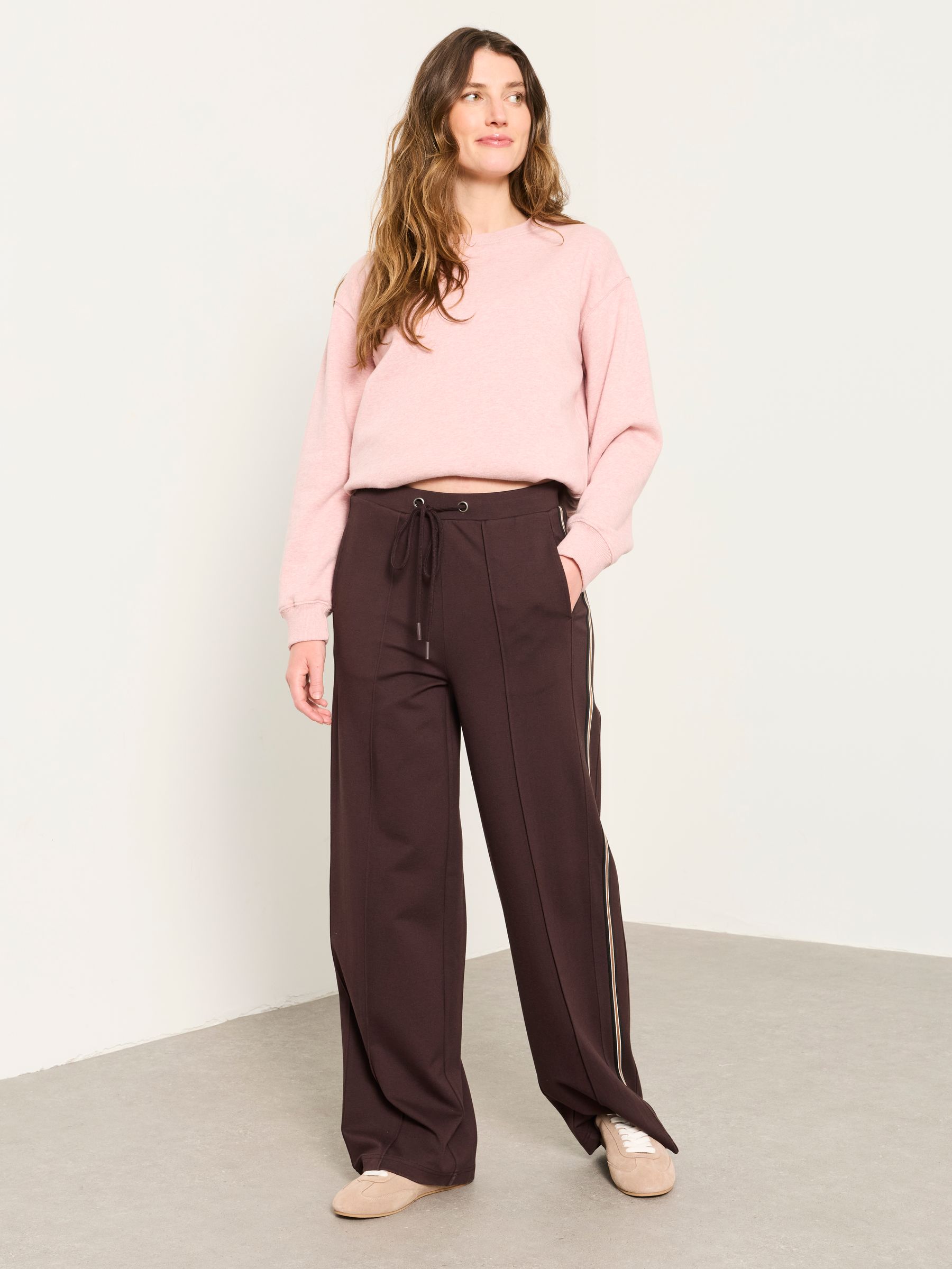 Ely Brown Side Stripe Trousers - Image 3 of 5
