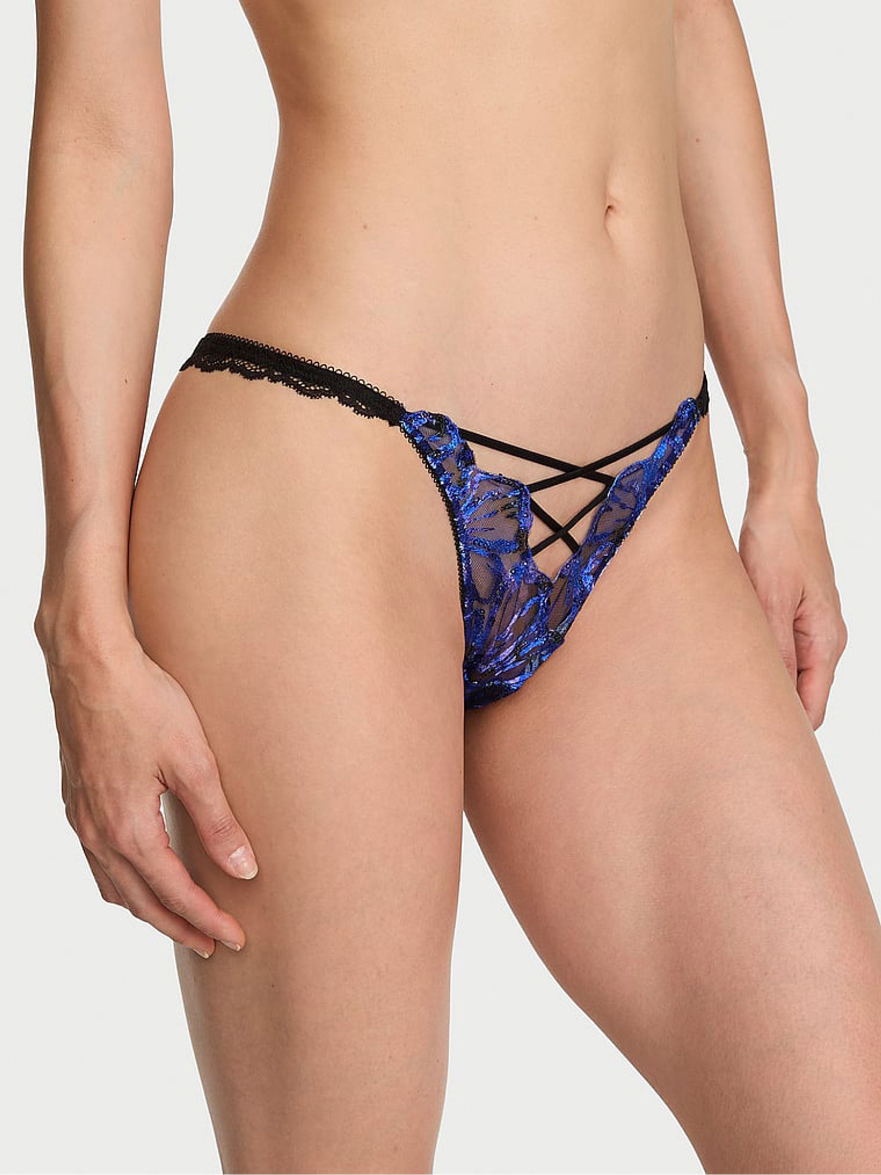 Floral Blue Brazilian Sequin Embroidery Knickers - Image 1 of 3