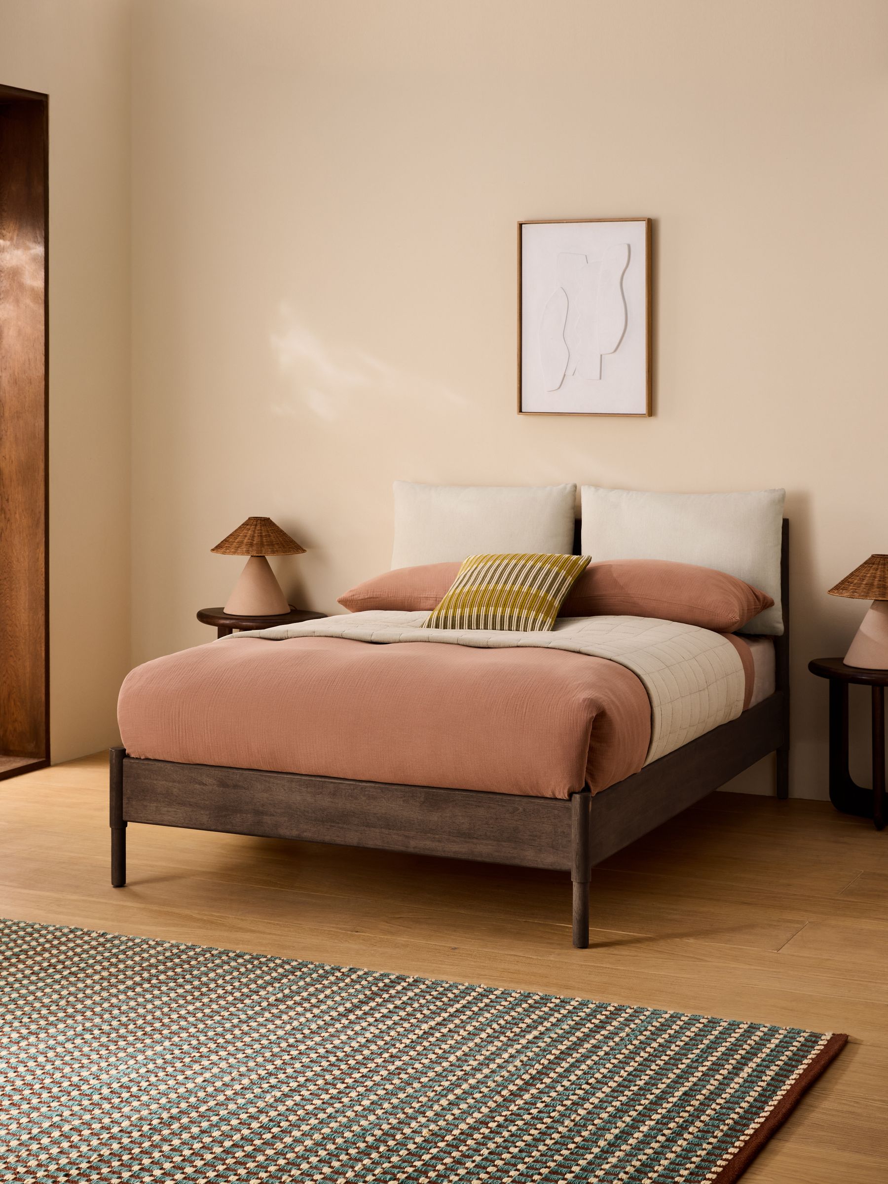 Solen Bed in Natural Stone Woven Slub Plain - Image 1 of 6