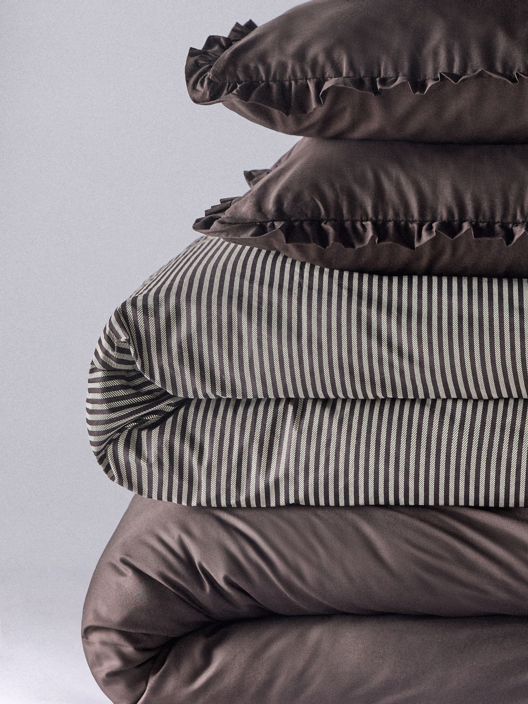 The Set 8 Piece Chocolate/Stripe Frill Duvet Cover and Pillowcase Set with Fitted Sheets - Image 6 of 6