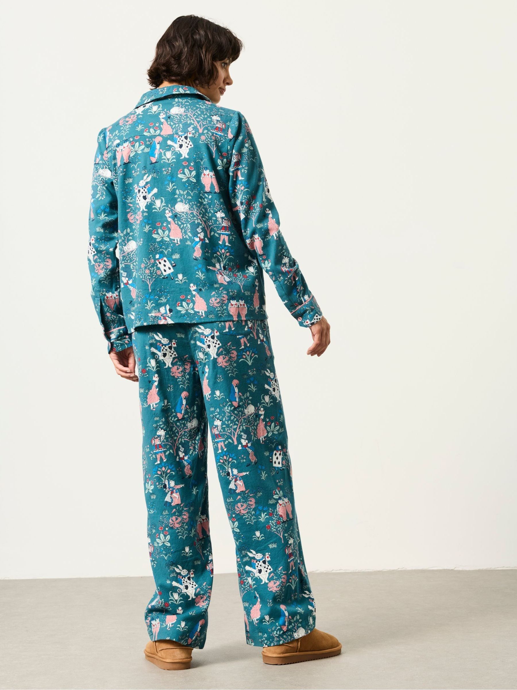 V&A|FatFace 2 Piece Teal Blue Magic Garden Scalloped Pyjama Set - Image 2 of 8 V&A|FatFace 2 Piece Teal Blue Magic Garden Scalloped Pyjama Set - Image 2 of 8