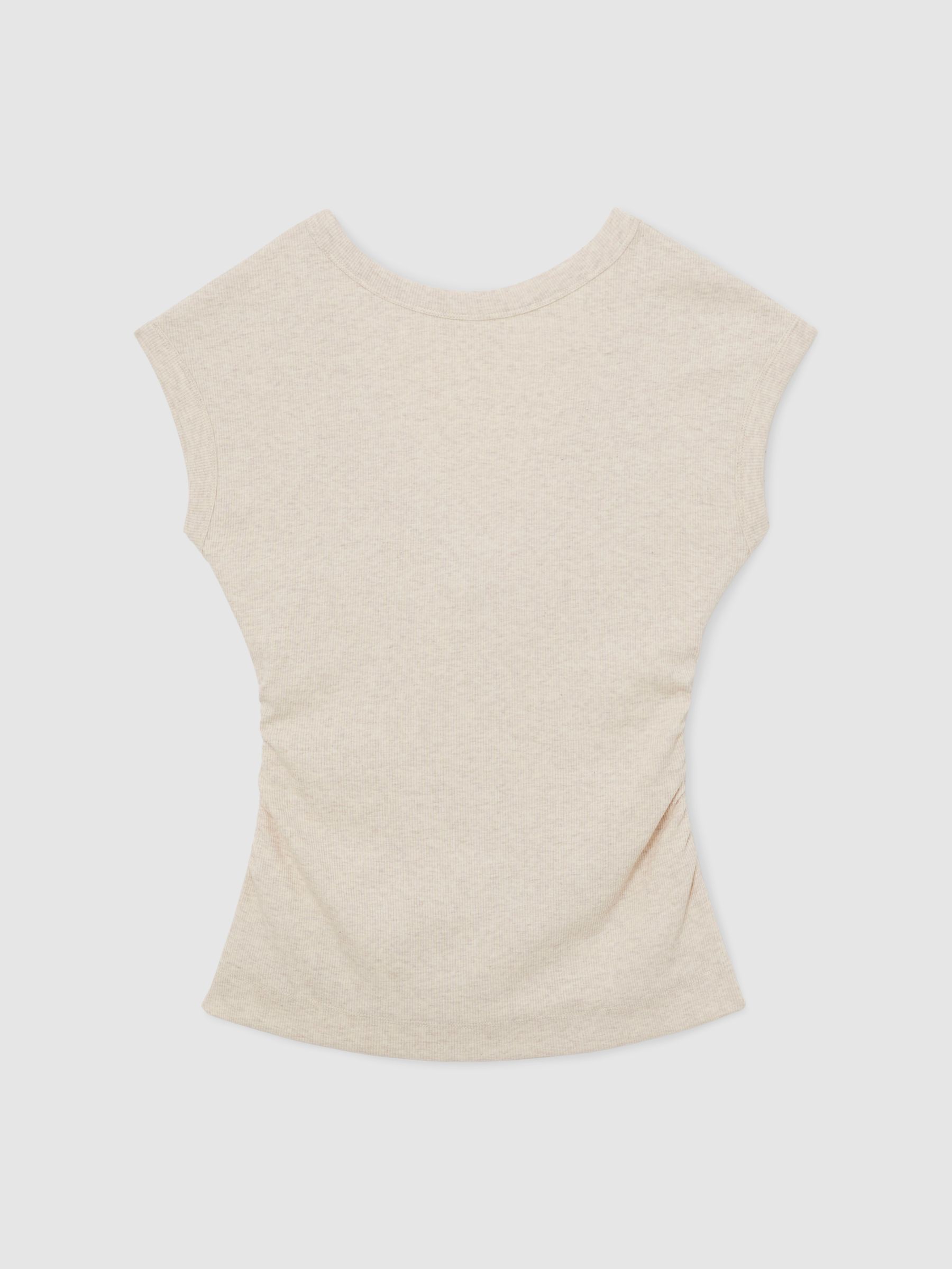 Stretch-Cotton Scoop-Back Top in Natural - Image 2 of 6