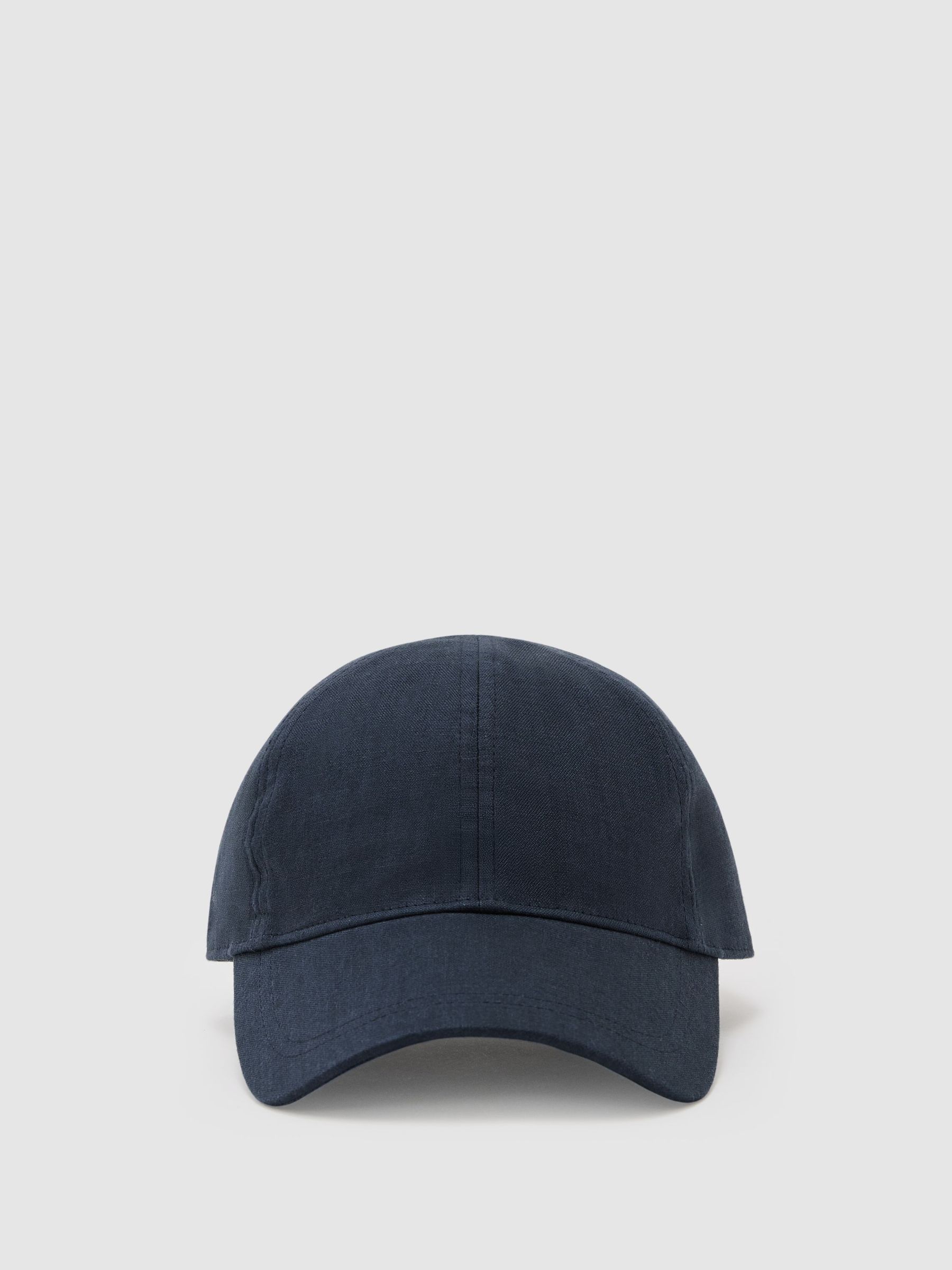 Linen Baseball Cap in Navy - Image 2 of 5