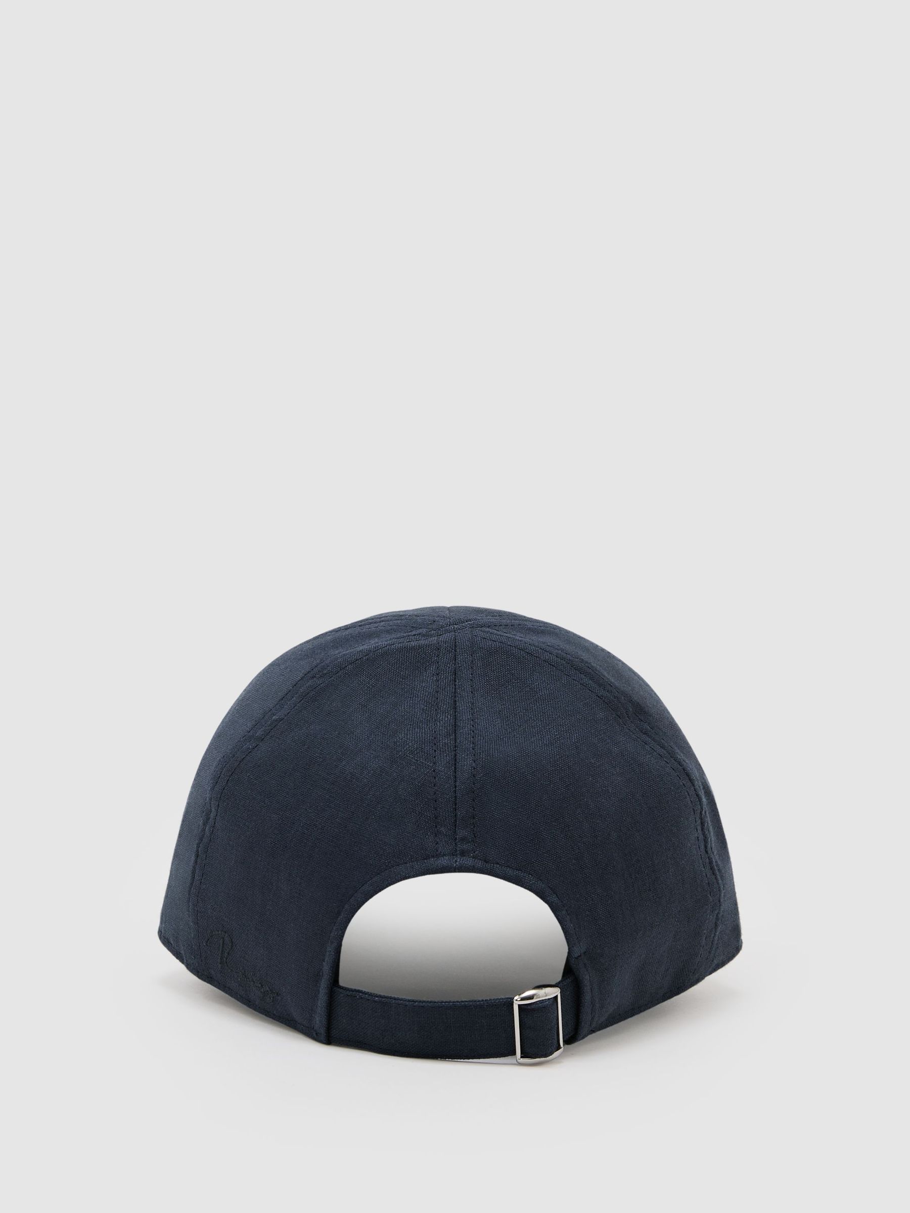 Linen Baseball Cap in Navy - Image 4 of 5